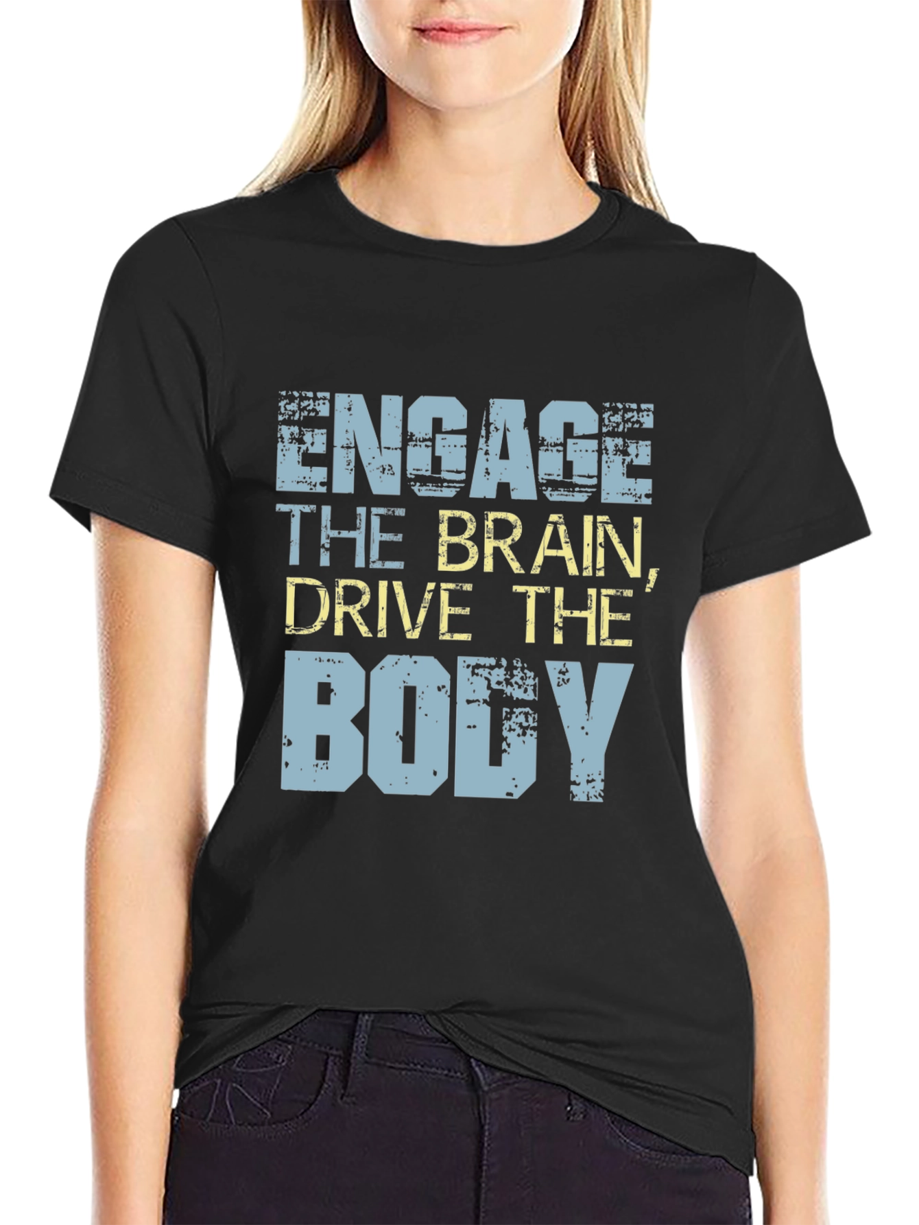 Engage The Brain Graphic Tee - Black Cotton T-Shirt