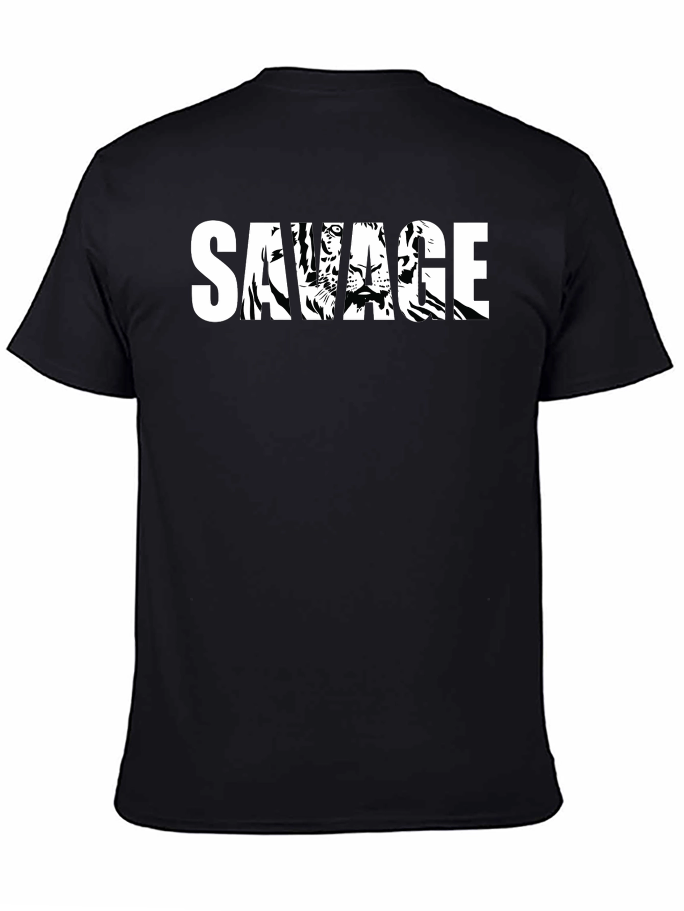 Savage Tiger Graphic Print T-Shirt - Black