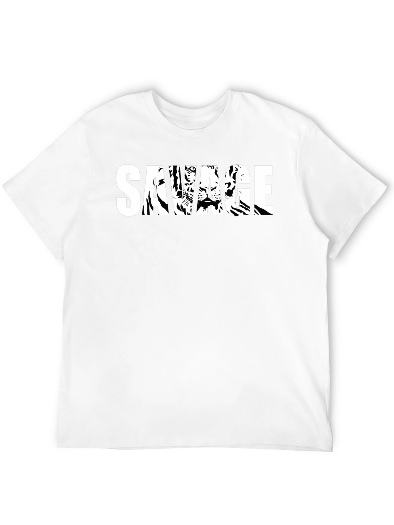 Savage Tiger Graphic Print T-Shirt - Black