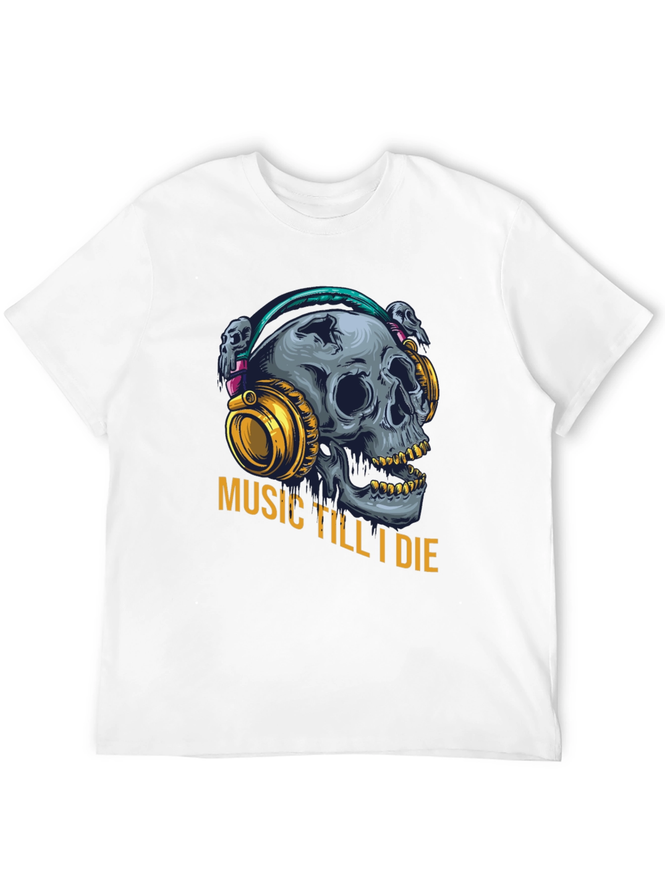 Music Till I Die Skull Graphic Tee - Black