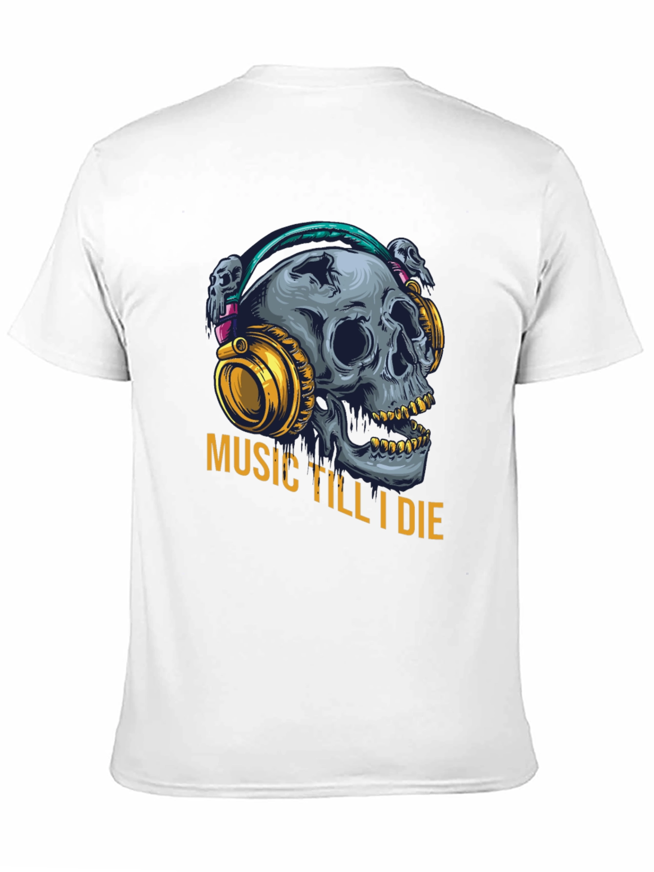 Music Till I Die Skull Graphic Tee - Black