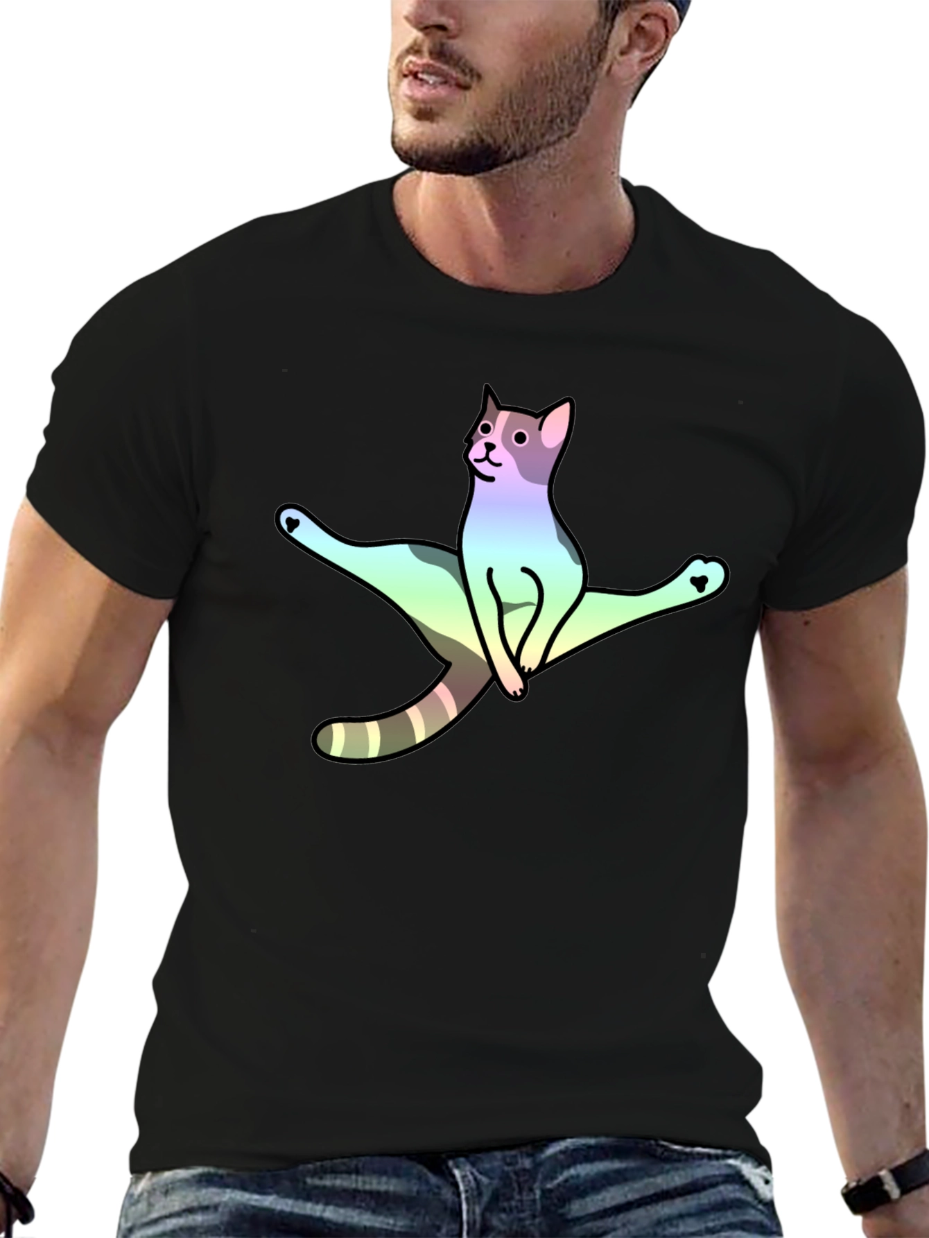 Rainbow Yoga Cat T-Shirt - Flexible Feline Tee