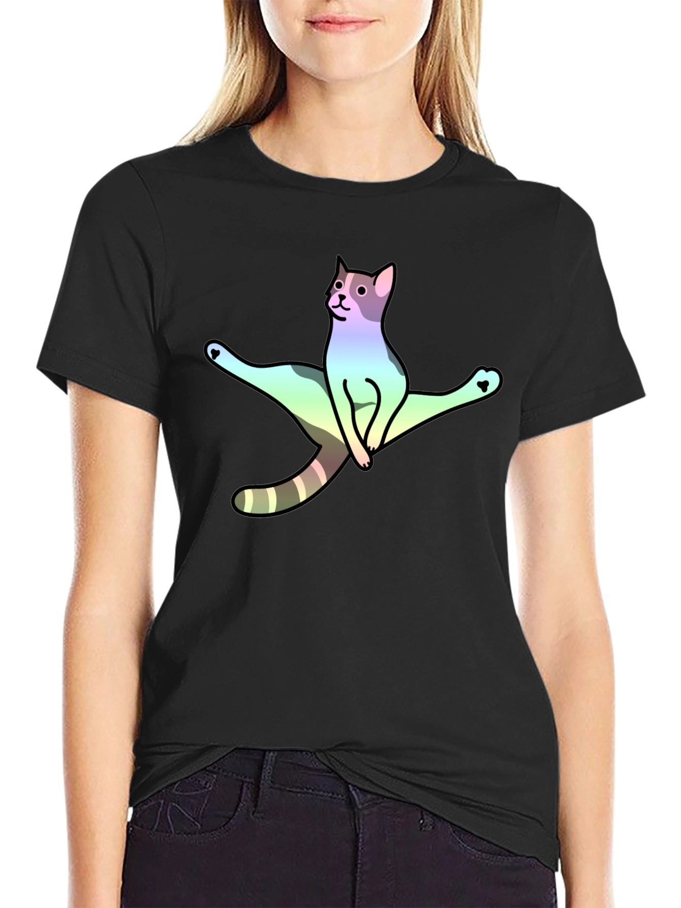 Rainbow Yoga Cat T-Shirt - Flexible Feline Tee