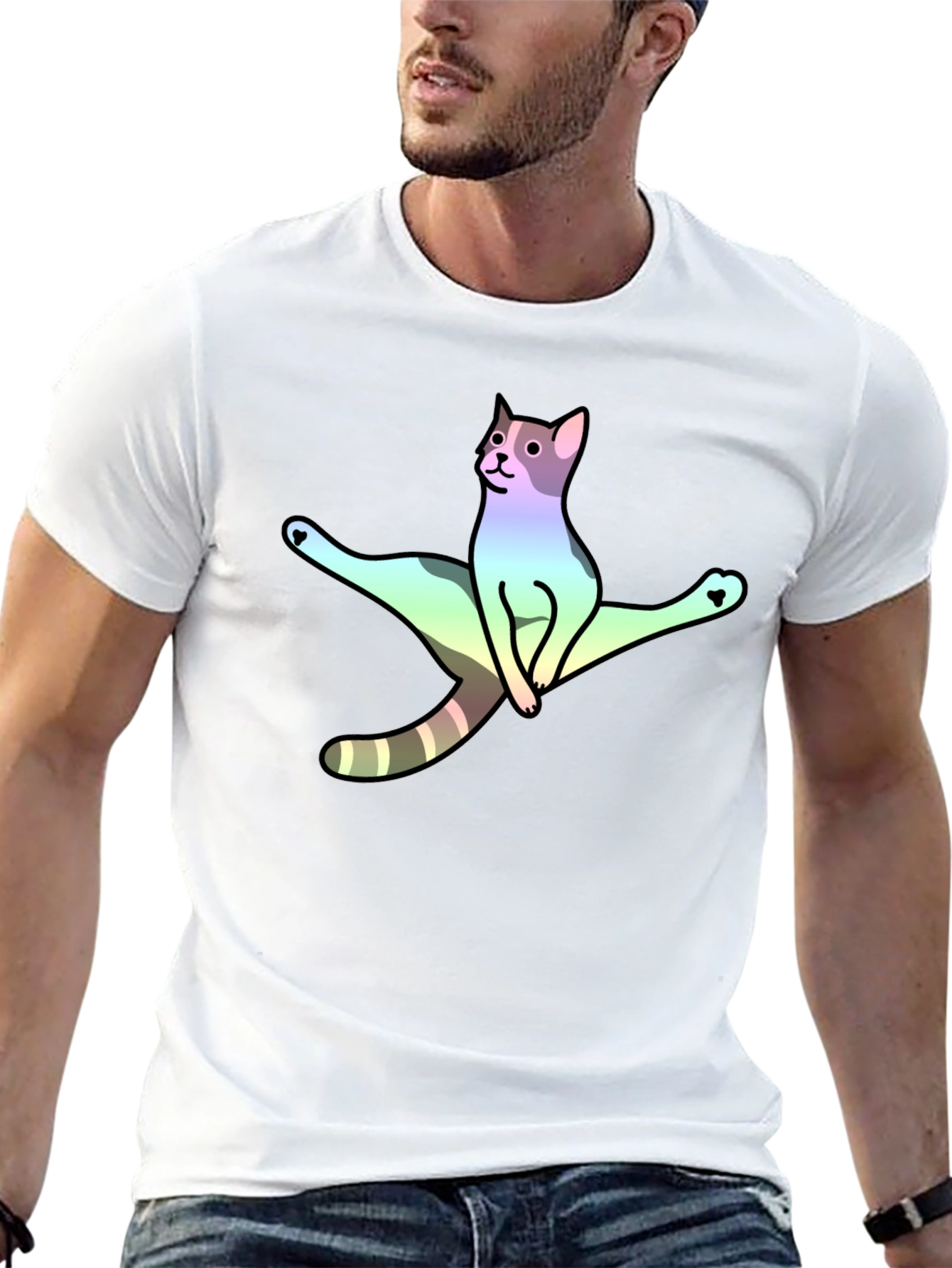 Rainbow Yoga Cat T-Shirt - Flexible Feline Tee