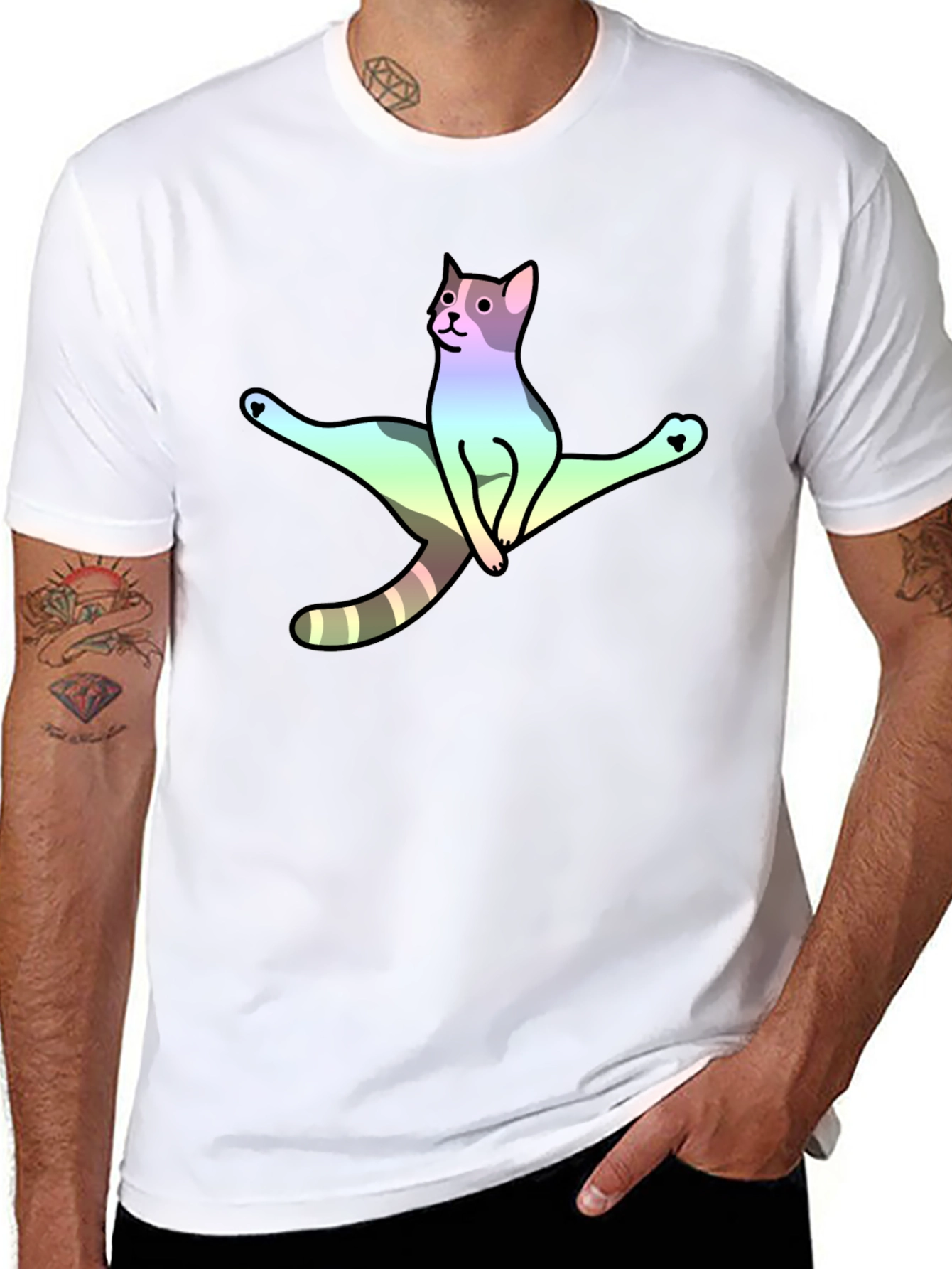 Rainbow Yoga Cat T-Shirt - Flexible Feline Tee