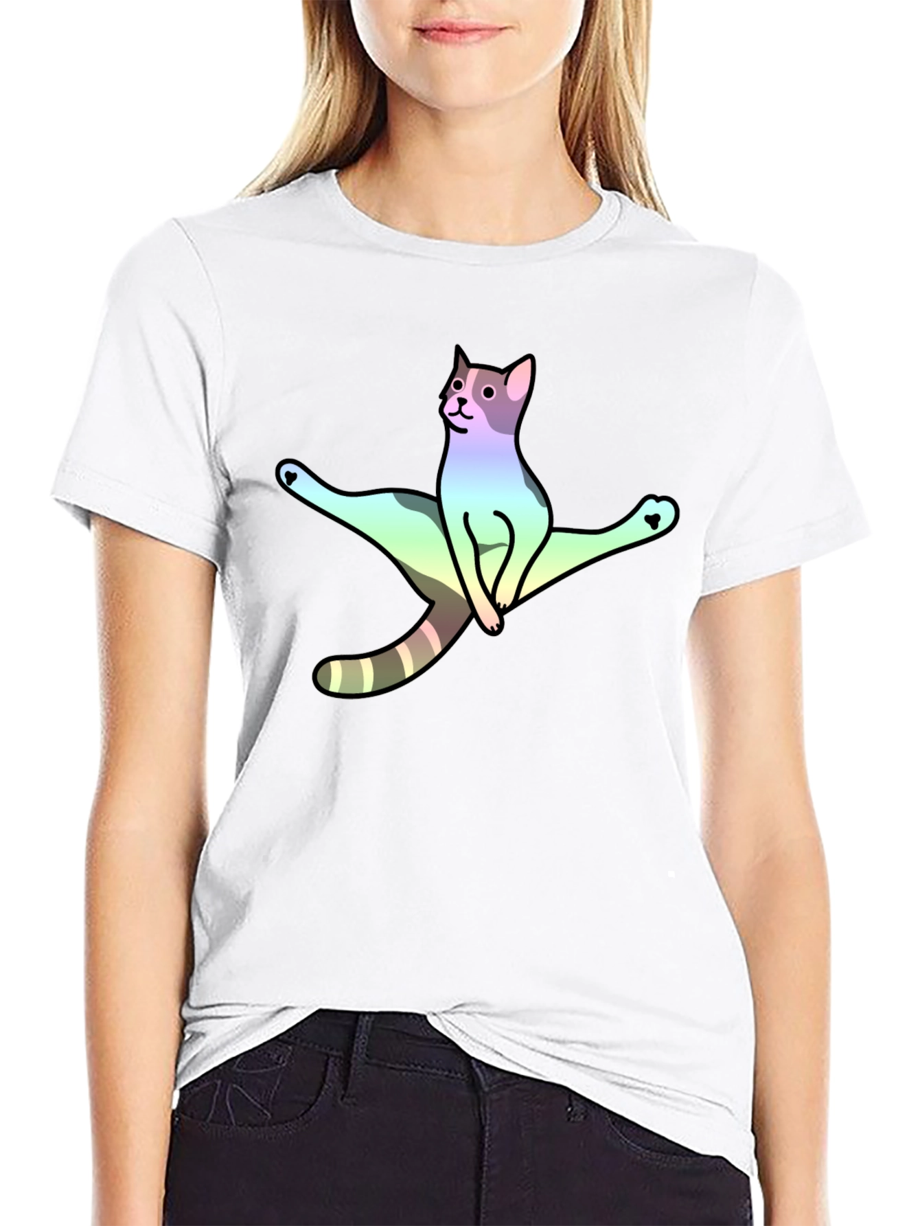 Rainbow Yoga Cat T-Shirt - Flexible Feline Tee