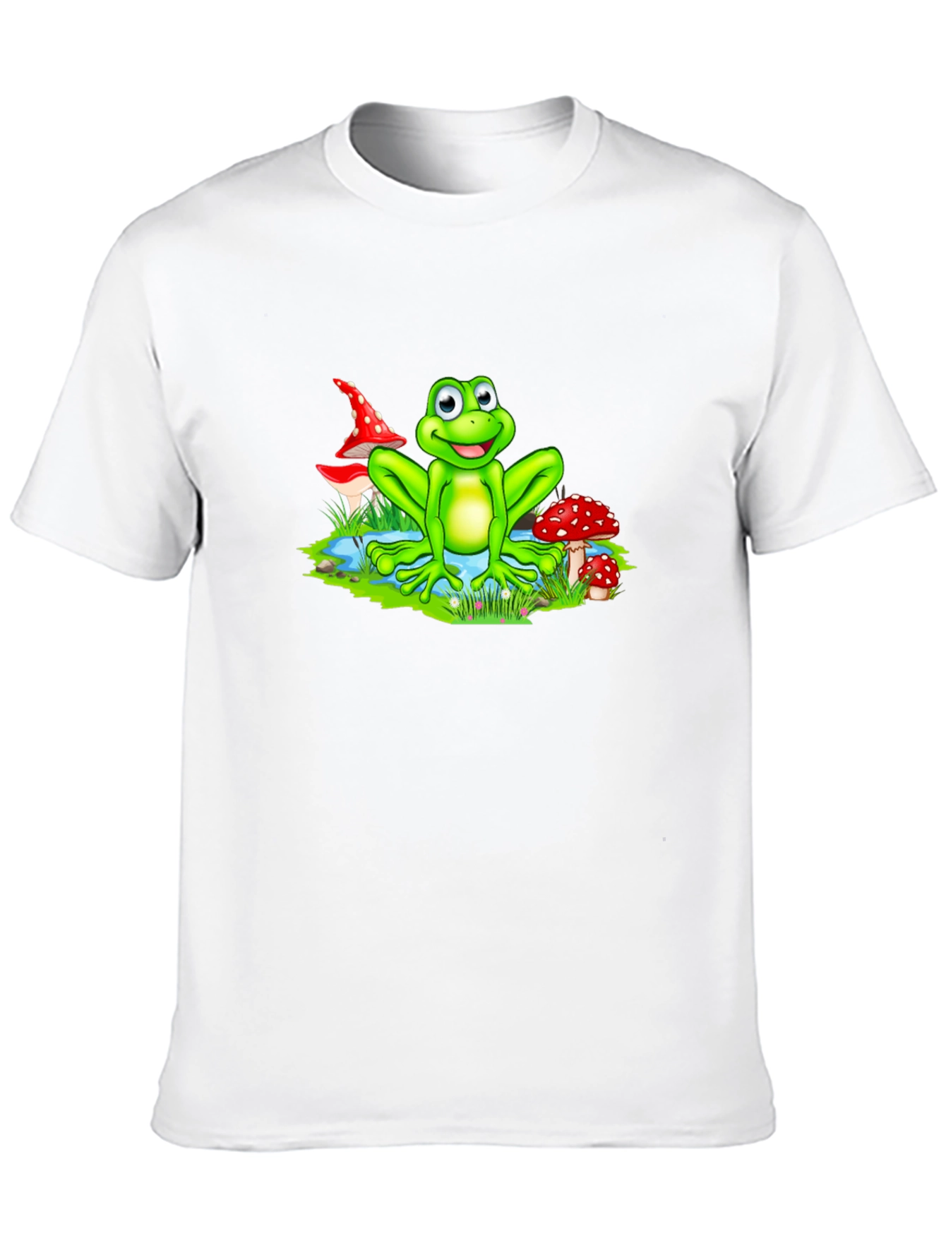 Cartoon Frog on Black T-Shirt