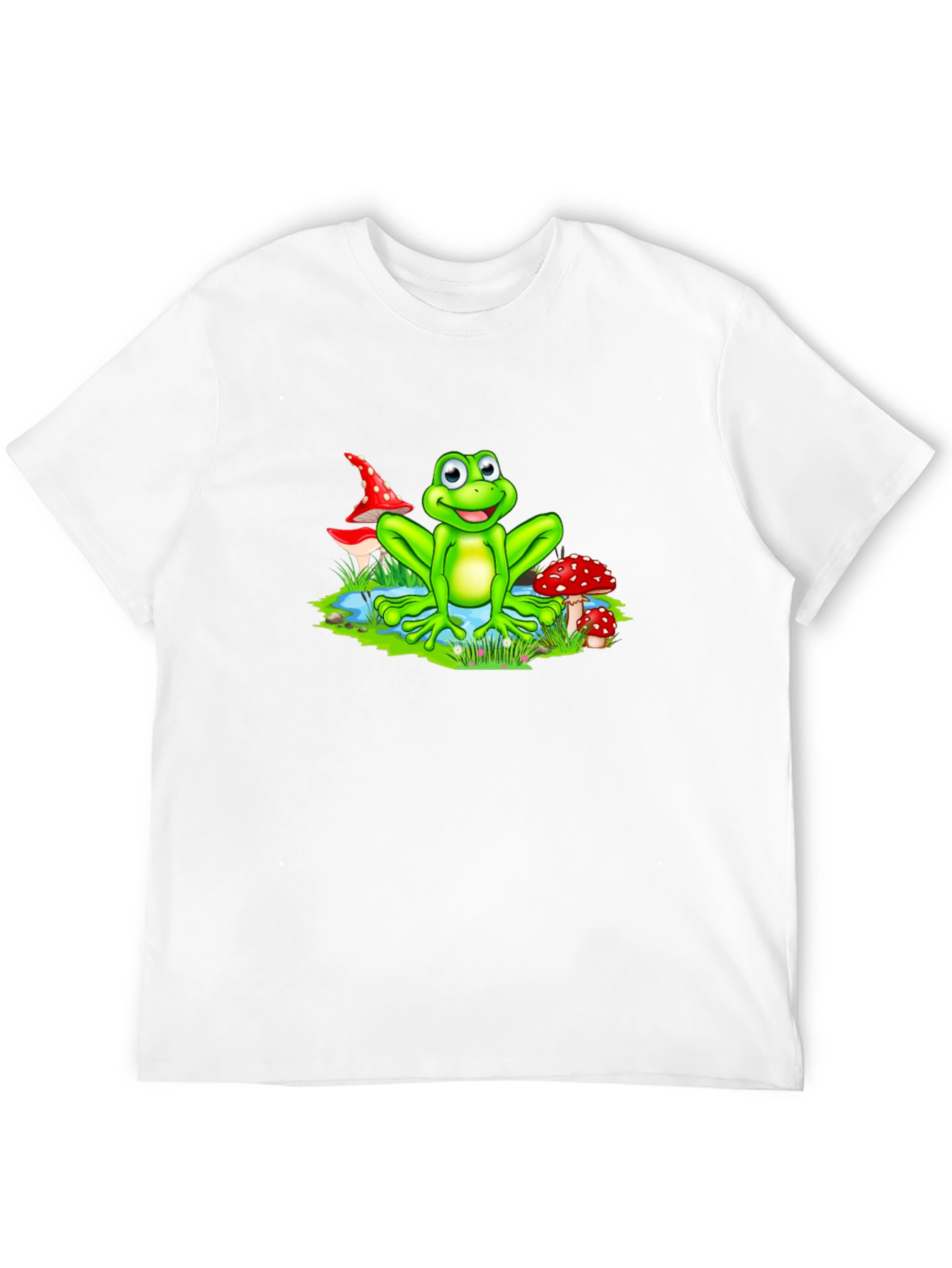 Cartoon Frog on Black T-Shirt