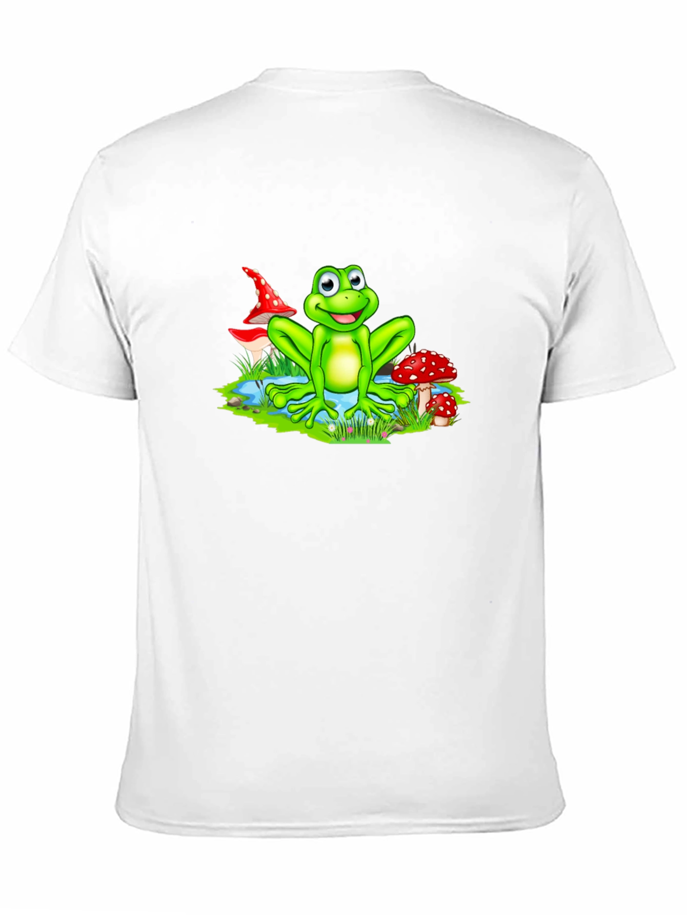Cartoon Frog on Black T-Shirt