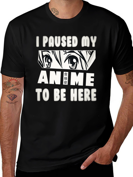 Anime Pause Black Graphic Tee Shirt