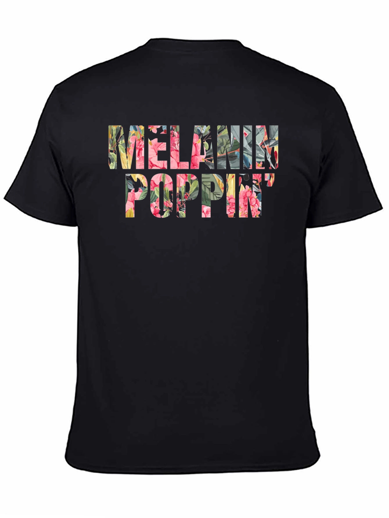 Floral Melanin Poppin Black T-Shirt
