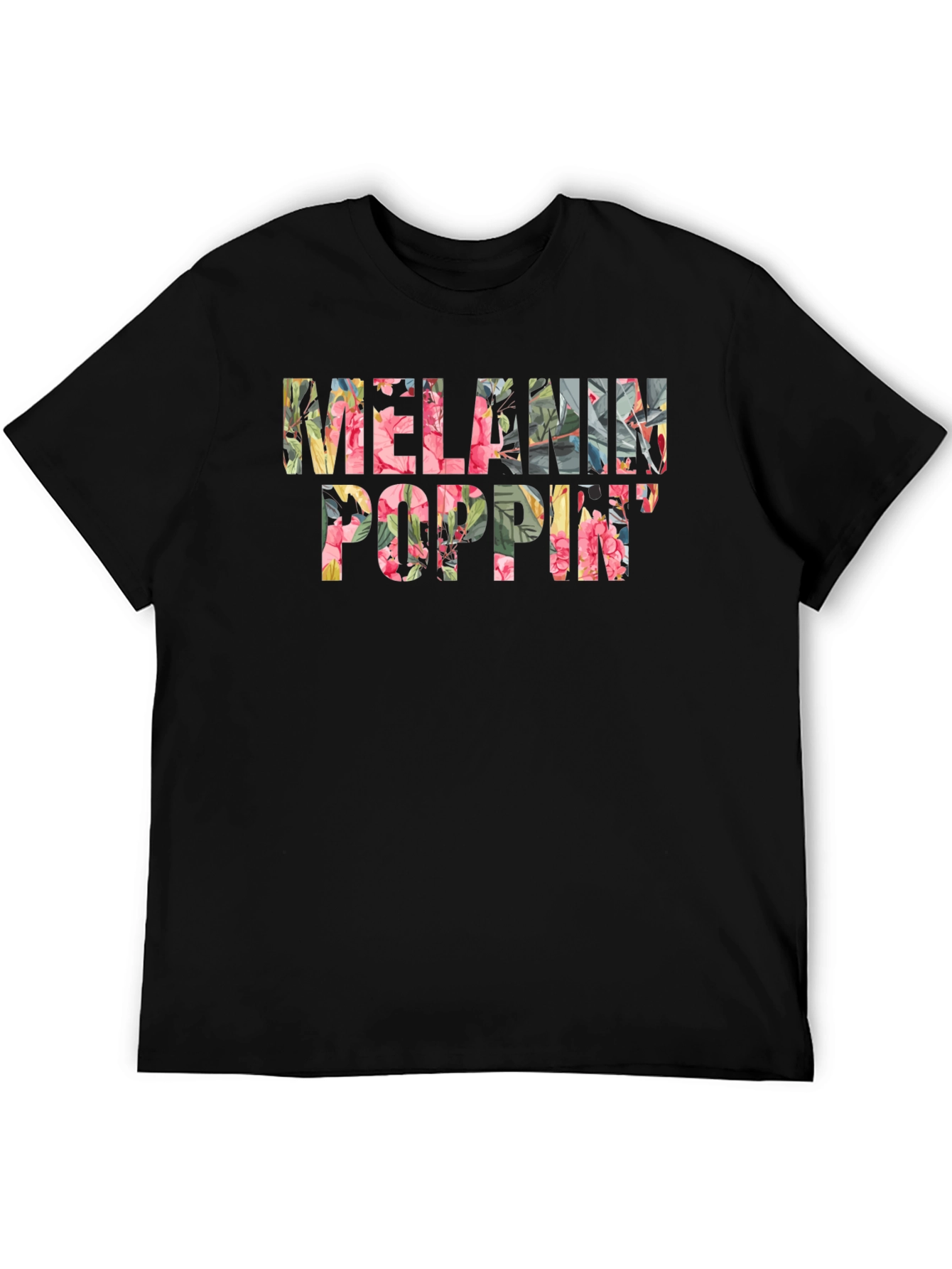 Floral Melanin Poppin Black T-Shirt