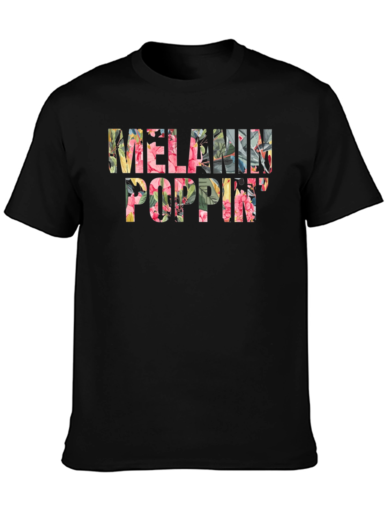 Floral Melanin Poppin Black T-Shirt