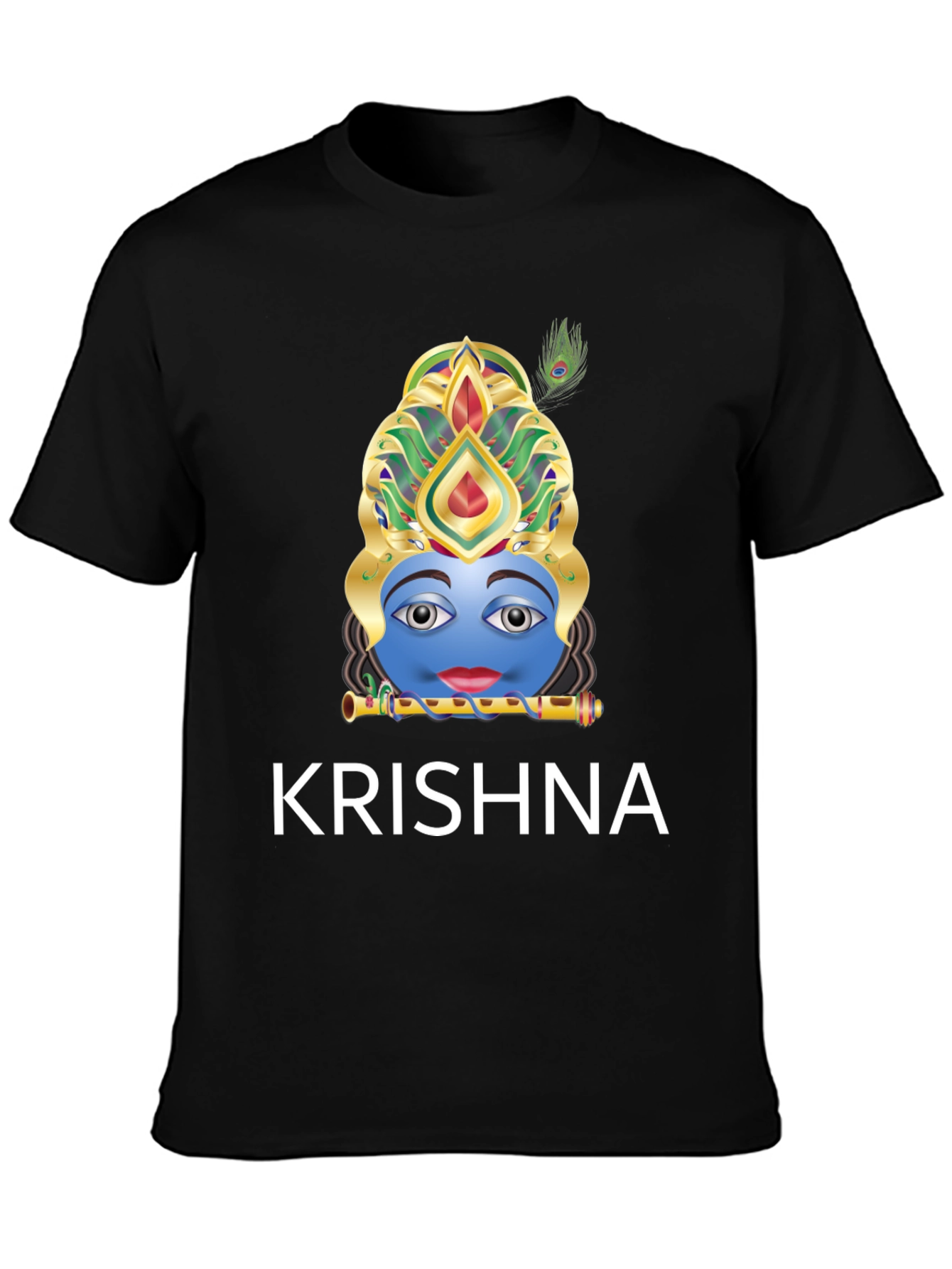 Krishna Graphic Tee - Black Cotton Blend T-Shirt
