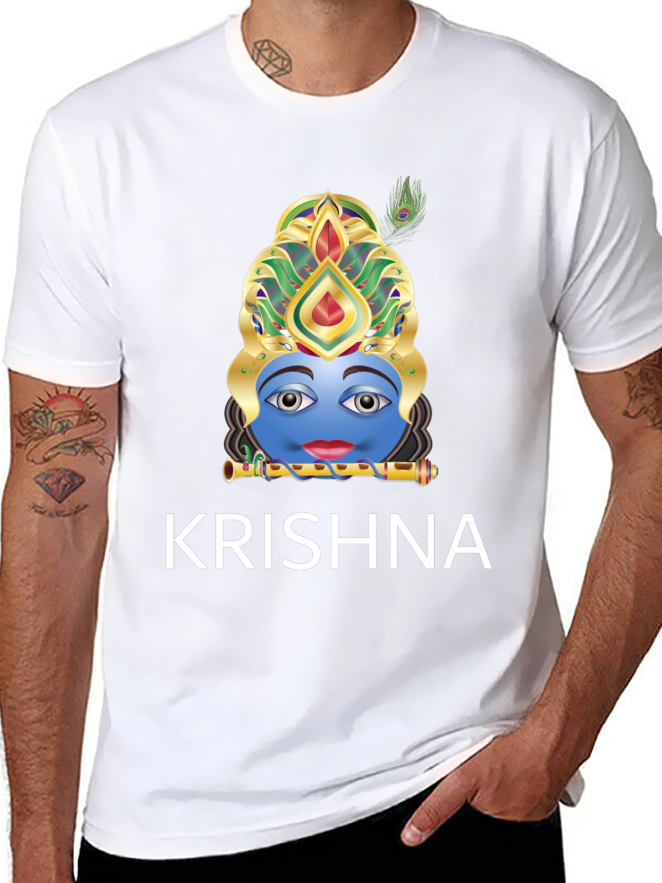 Krishna Graphic Tee - Black Cotton Blend T-Shirt