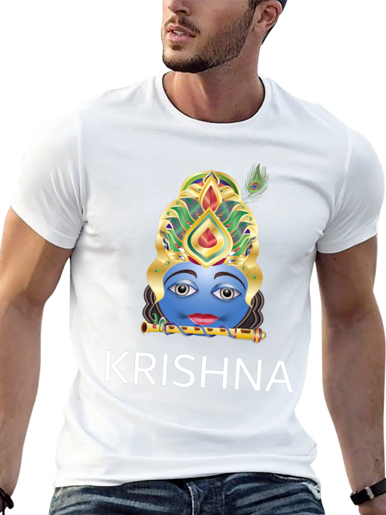 Krishna Graphic Tee - Black Cotton Blend T-Shirt