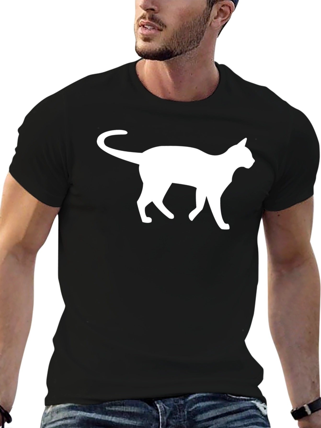 Cat Silhouette T-Shirt - Classic Black Tee