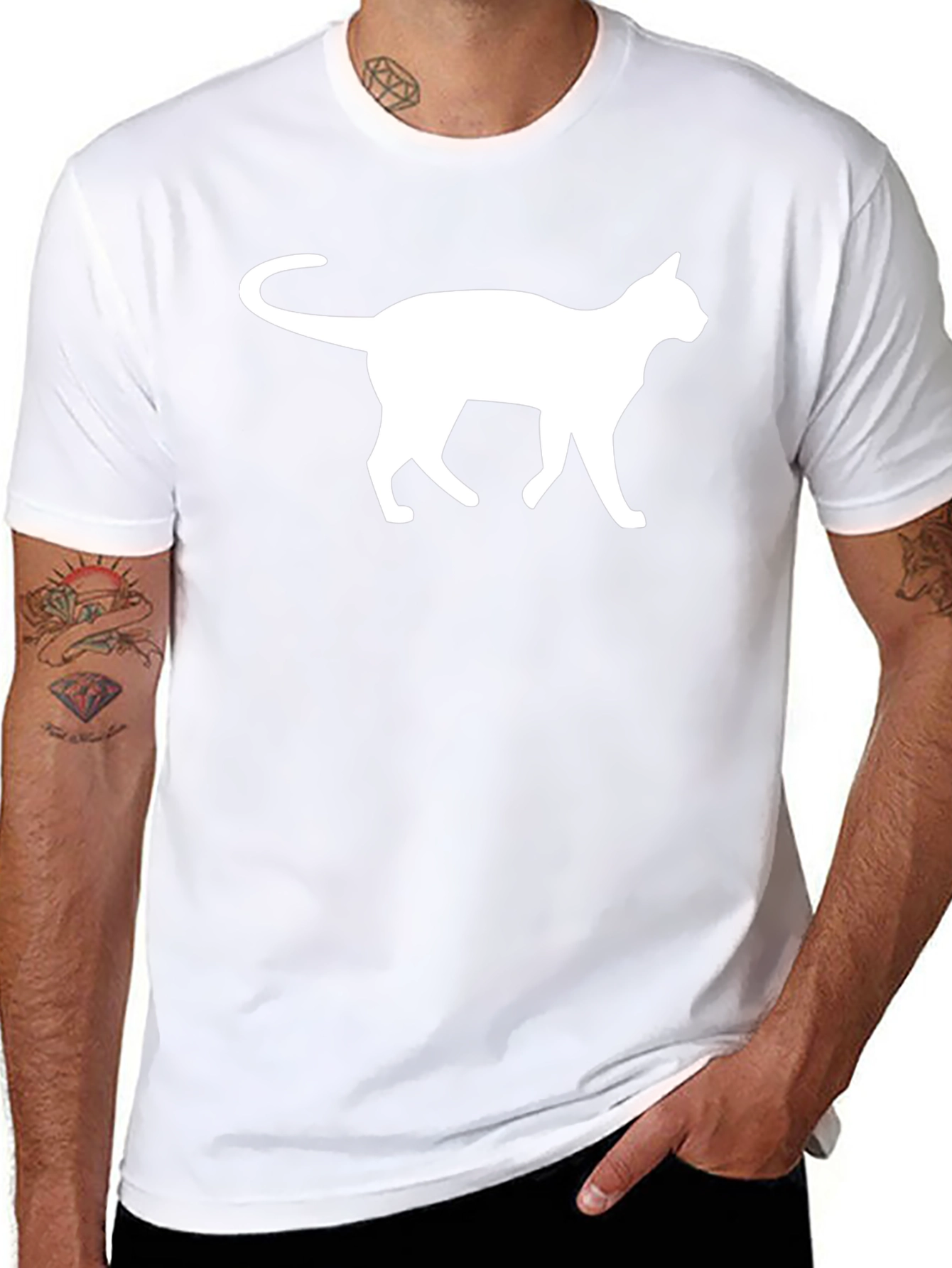 Cat Silhouette T-Shirt - Classic Black Tee