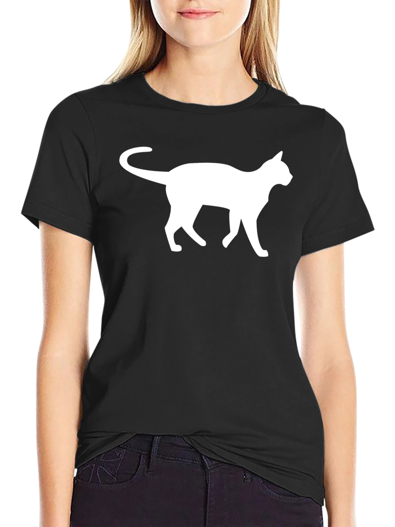 Cat Silhouette T-Shirt - Classic Black Tee