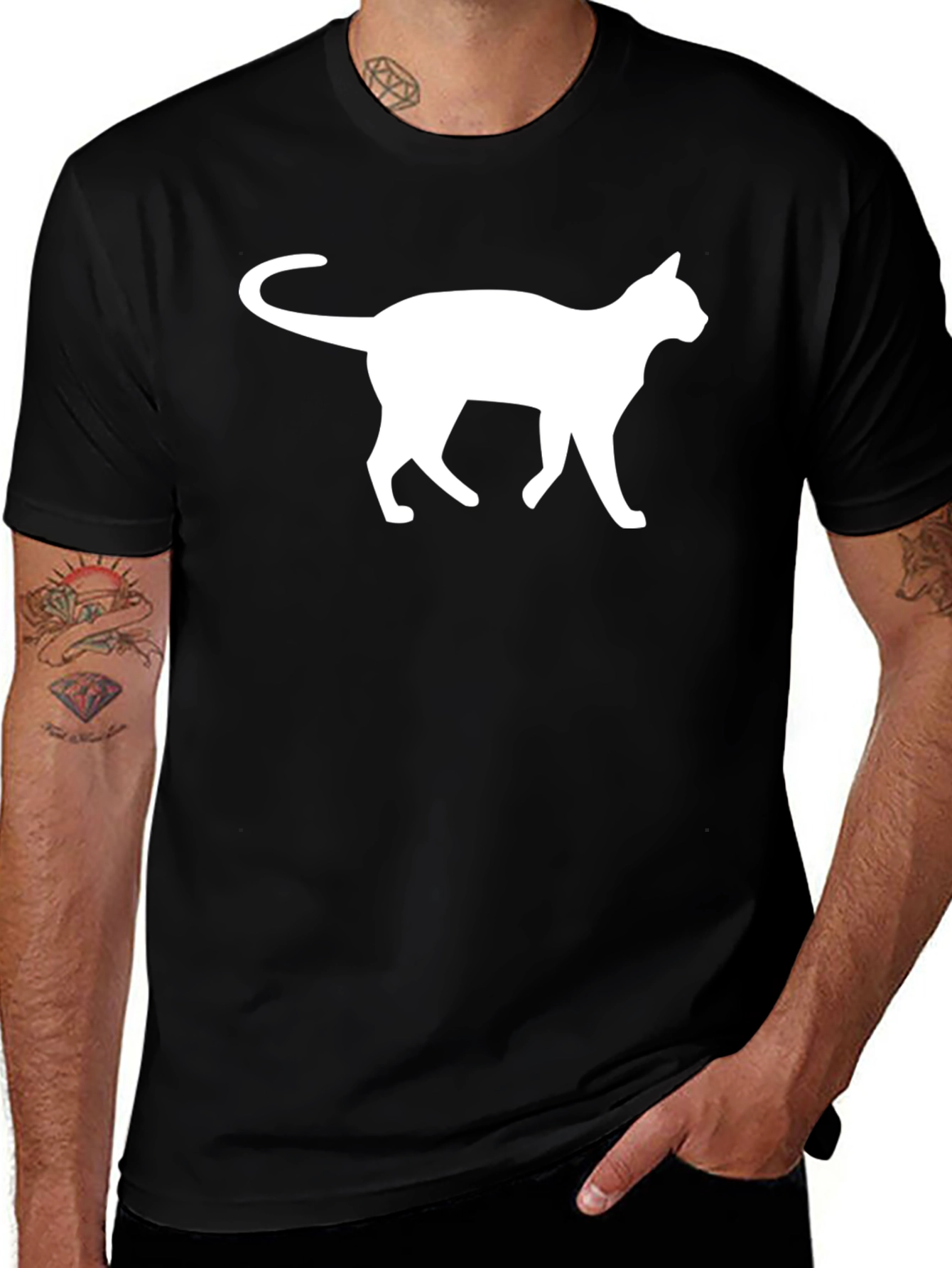Cat Silhouette T-Shirt - Classic Black Tee