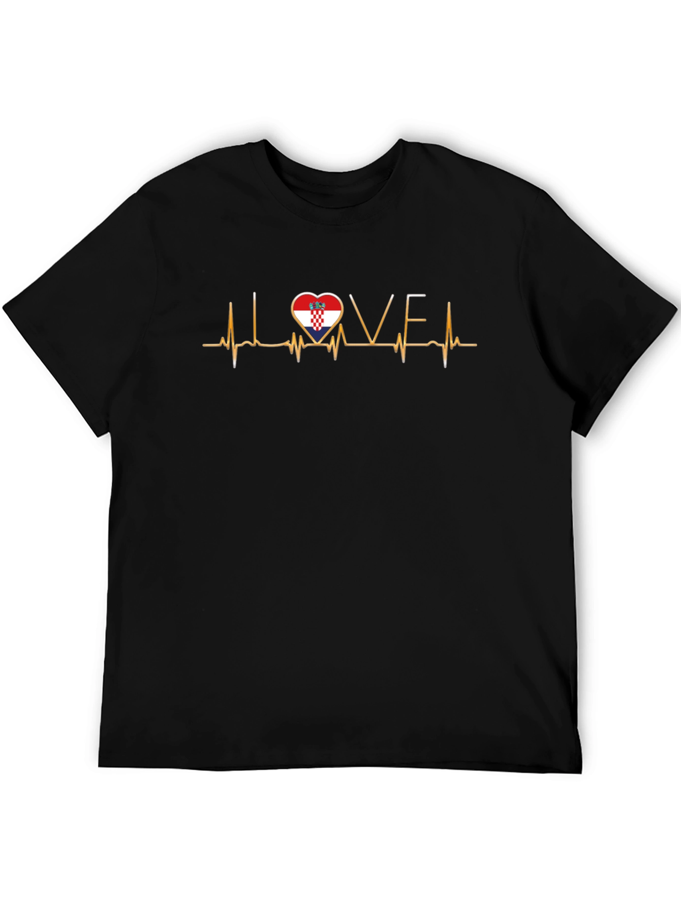 Croatia Heartbeat Love Graphic Tee - Black