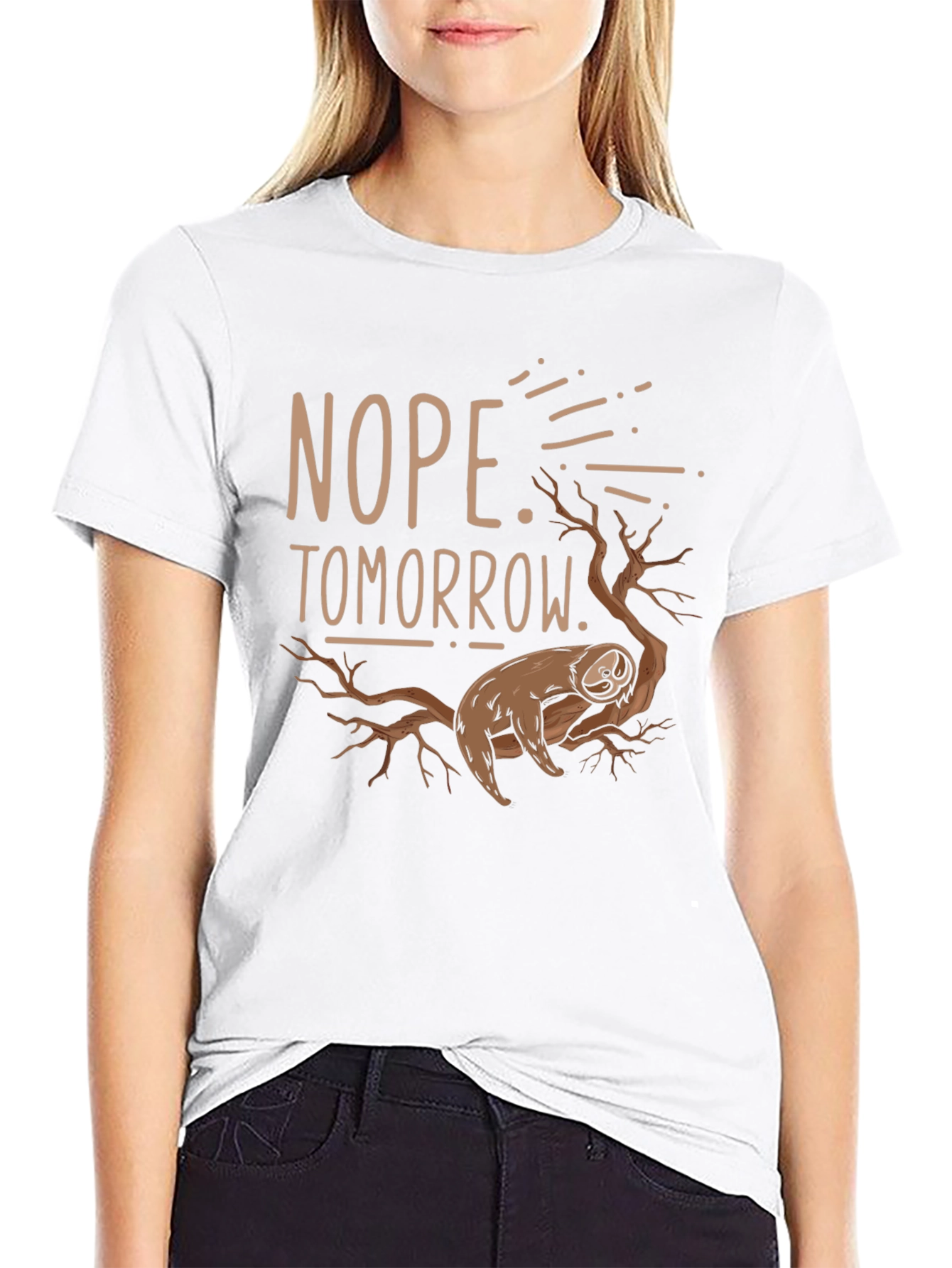 Nope Tomorrow Sloth Graphic T-Shirt