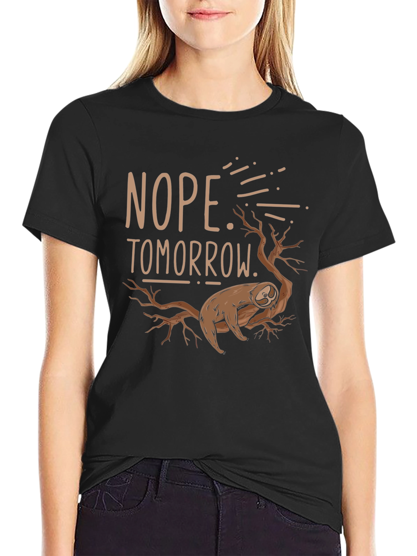 Nope Tomorrow Sloth Graphic T-Shirt