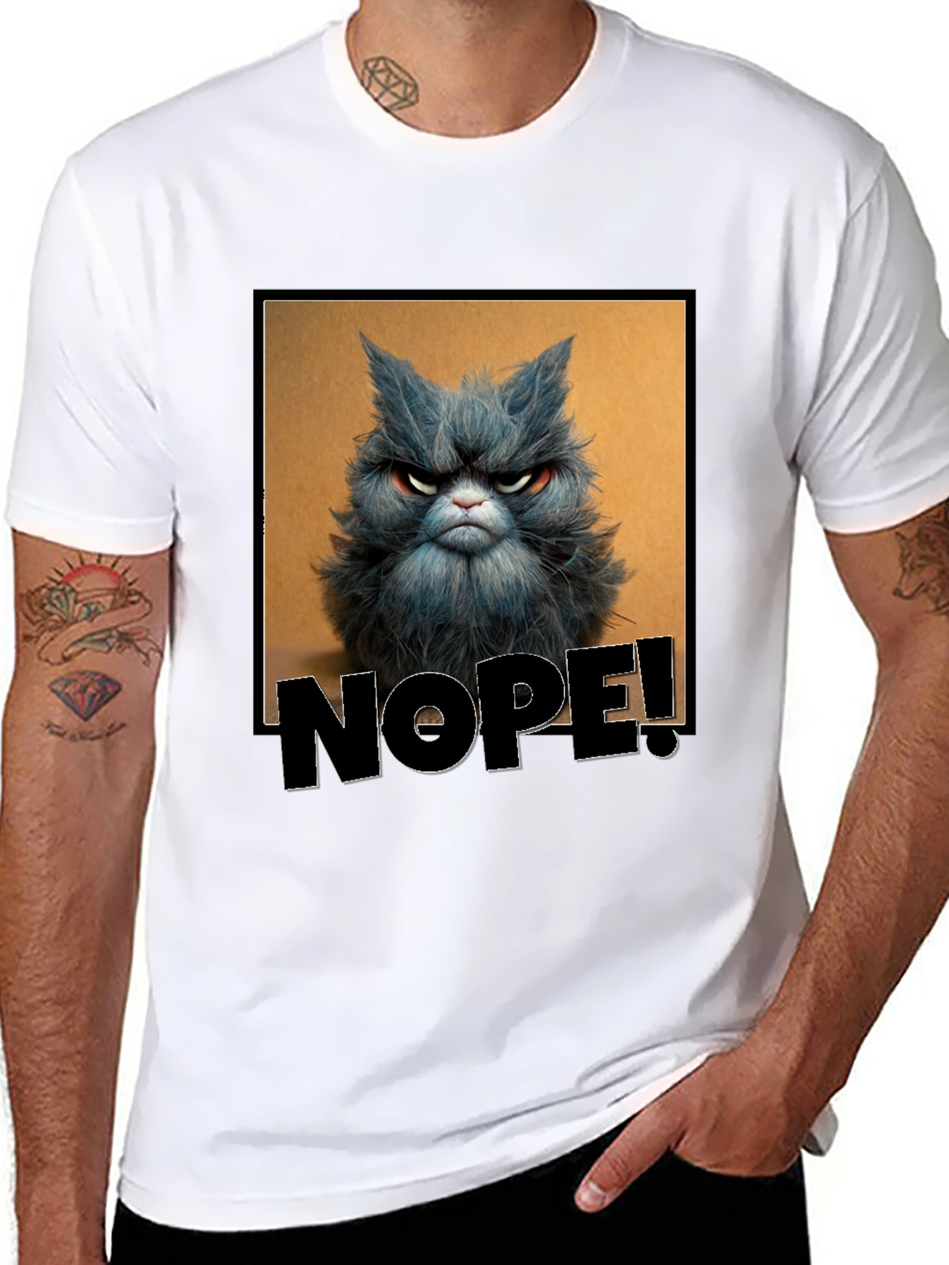 Grumpy Cat NOPE! T-Shirt - Unisex Black Tee
