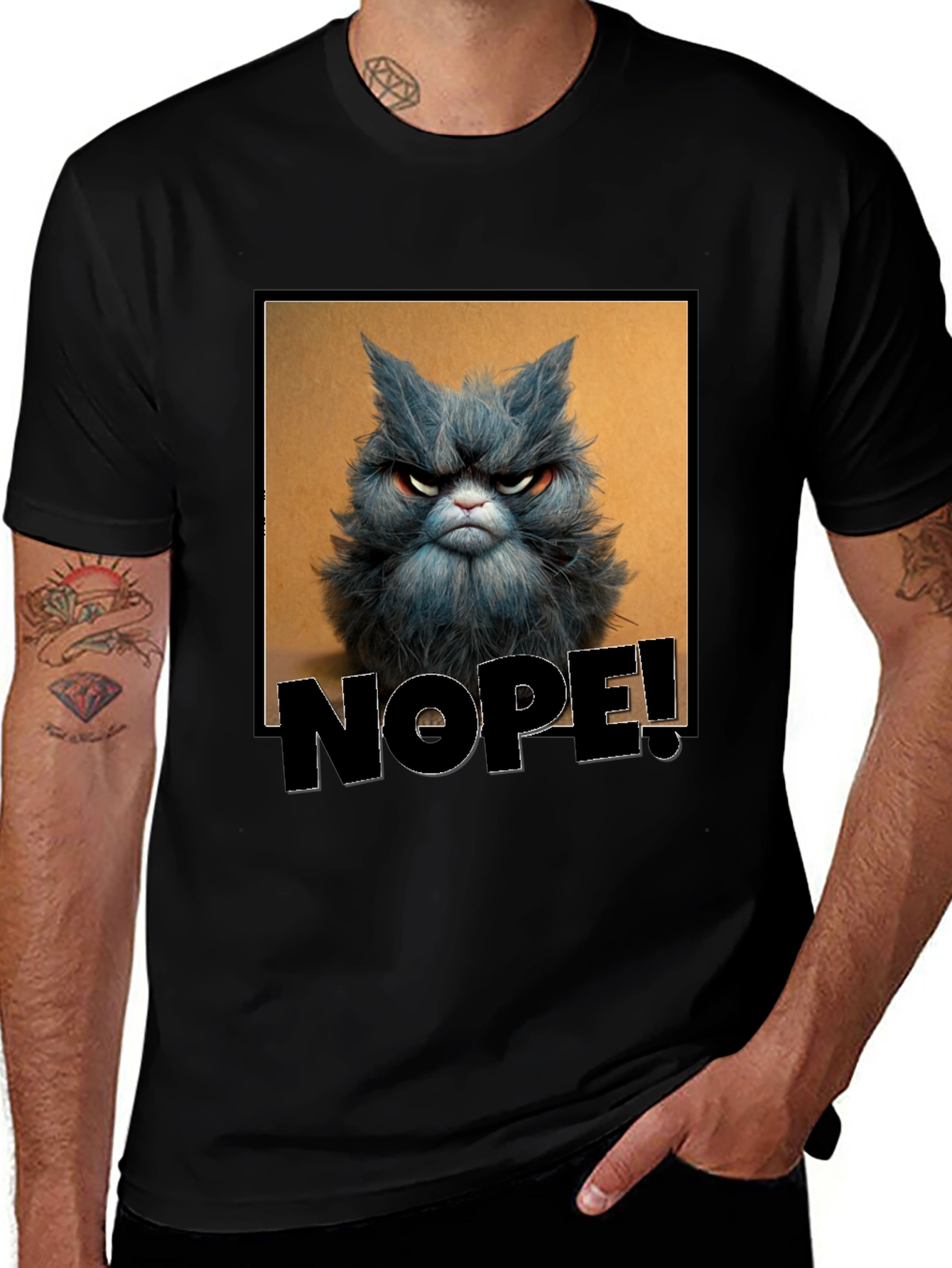 Grumpy Cat NOPE! T-Shirt - Unisex Black Tee