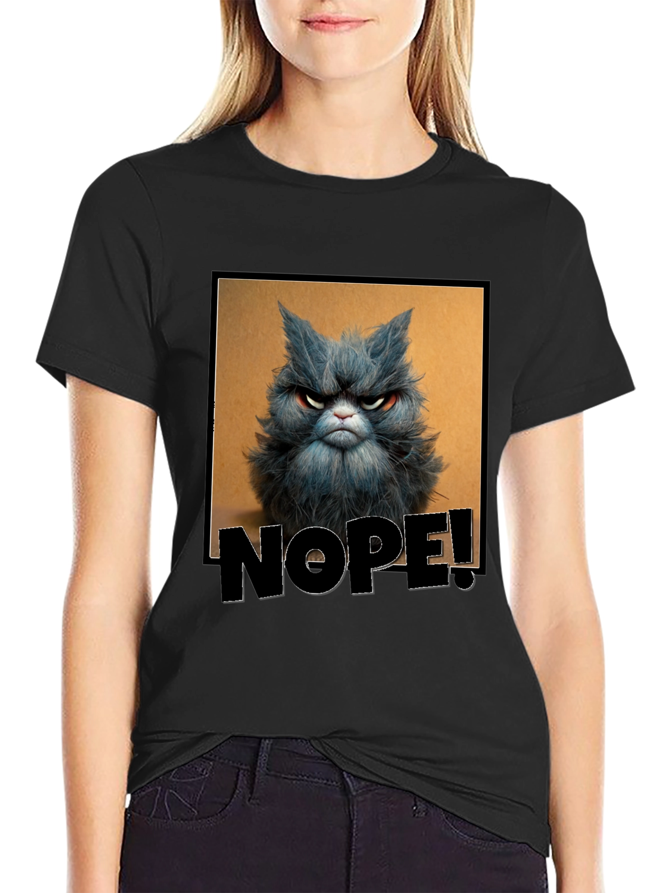 Grumpy Cat NOPE! T-Shirt - Unisex Black Tee