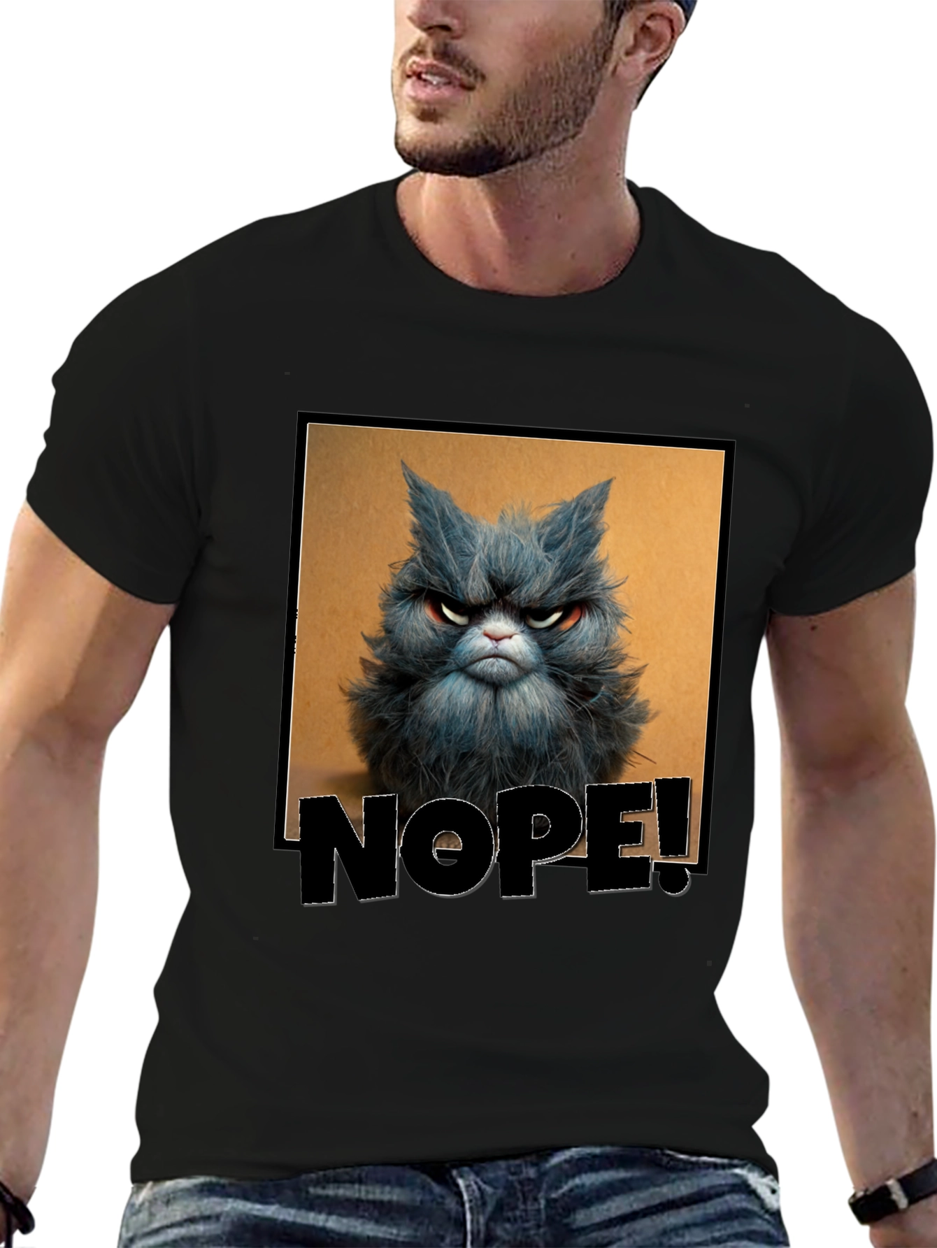 Grumpy Cat NOPE! T-Shirt - Unisex Black Tee