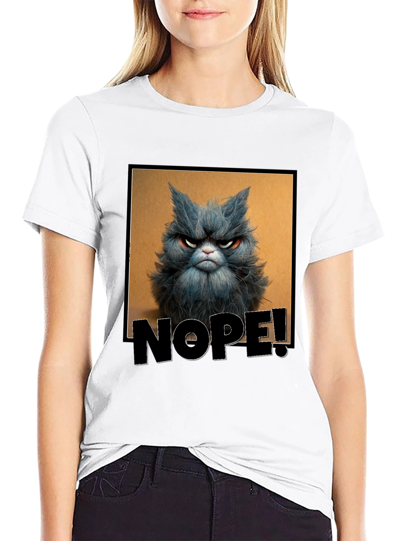 Grumpy Cat NOPE! T-Shirt - Unisex Black Tee