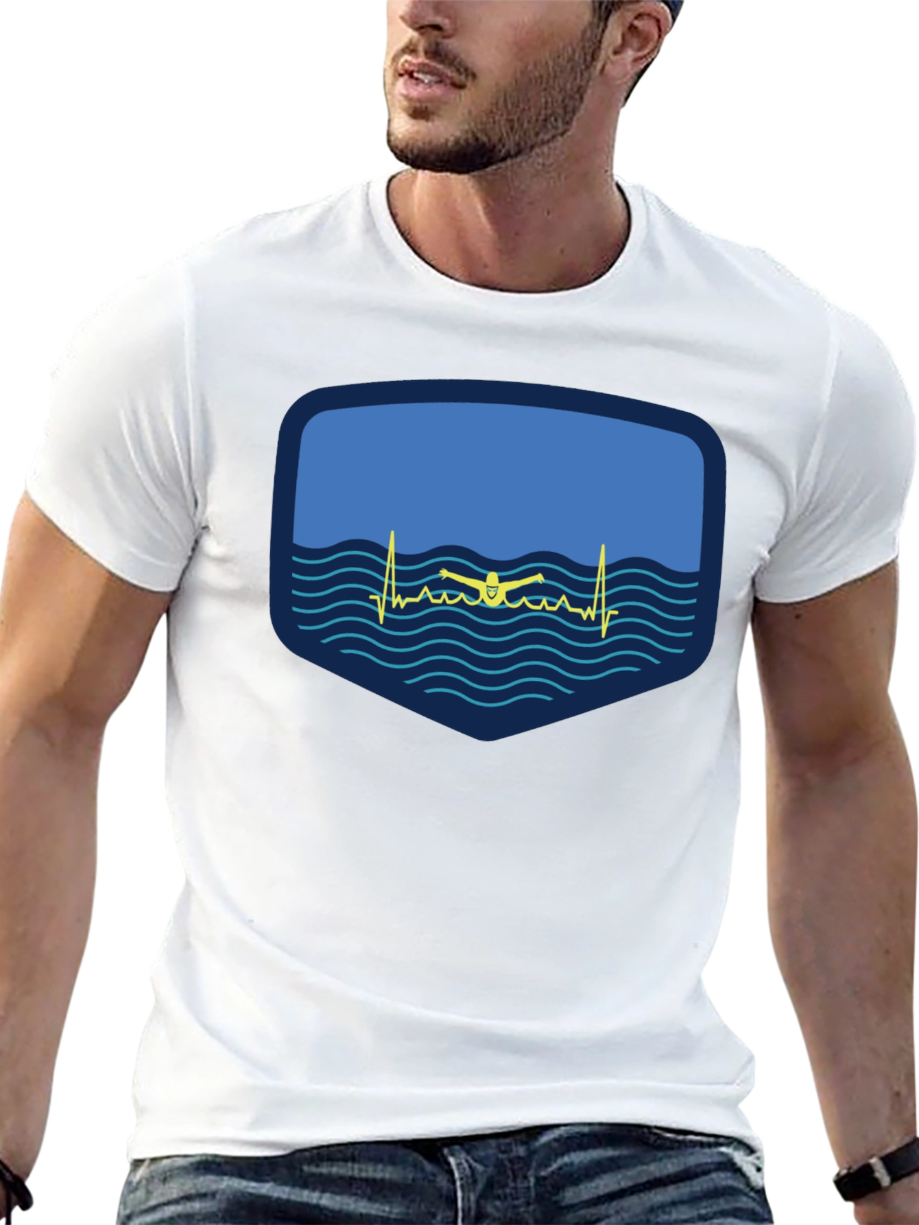 Swimming Heartbeat T-Shirt - Passionate Swimmer Design