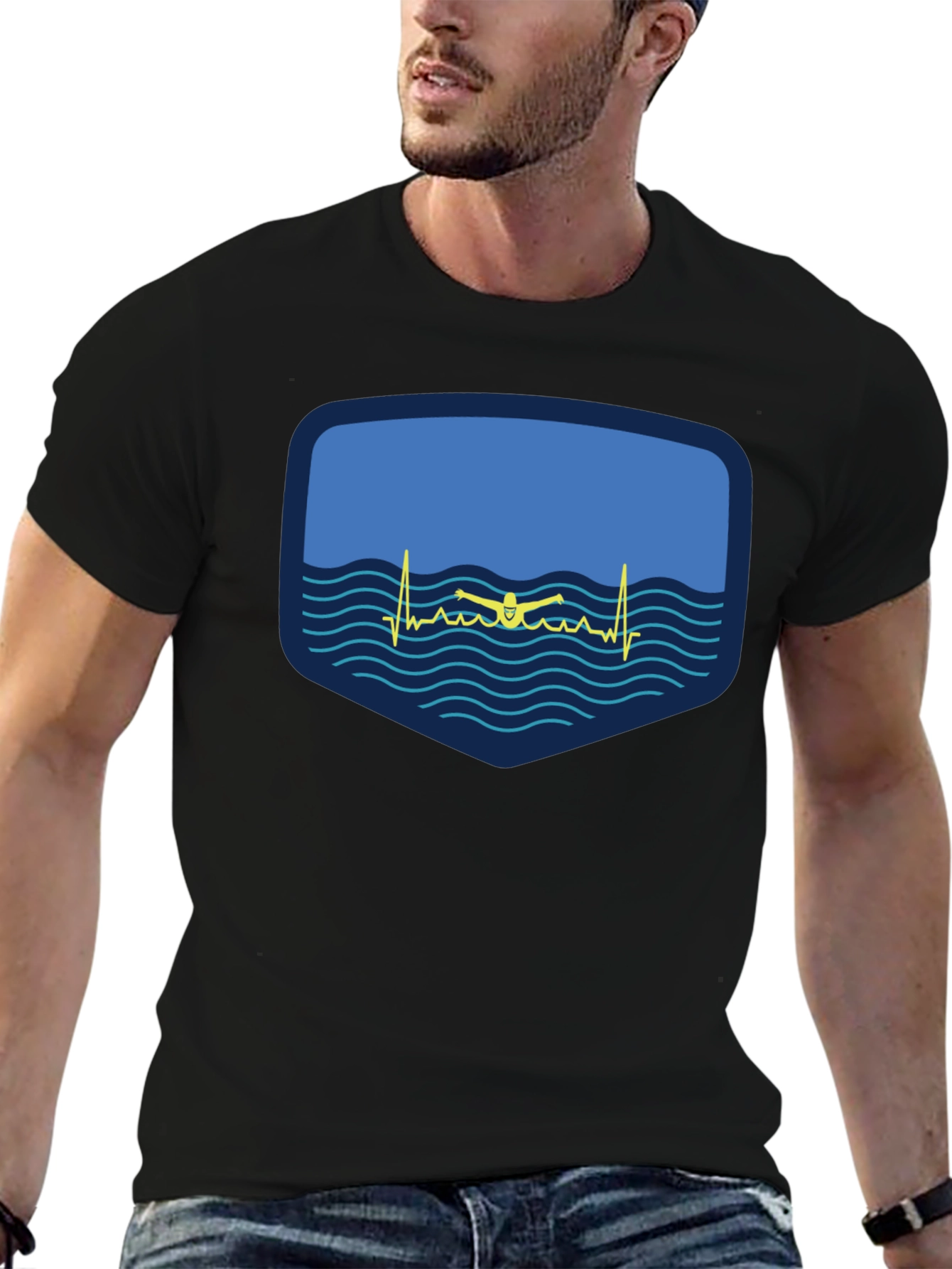 Swimming Heartbeat T-Shirt - Passionate Swimmer Design