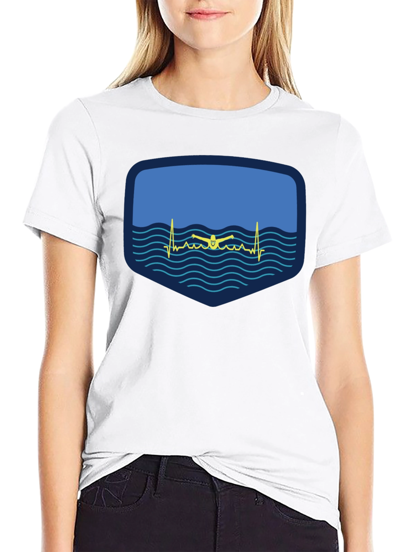 Swimming Heartbeat T-Shirt - Passionate Swimmer Design