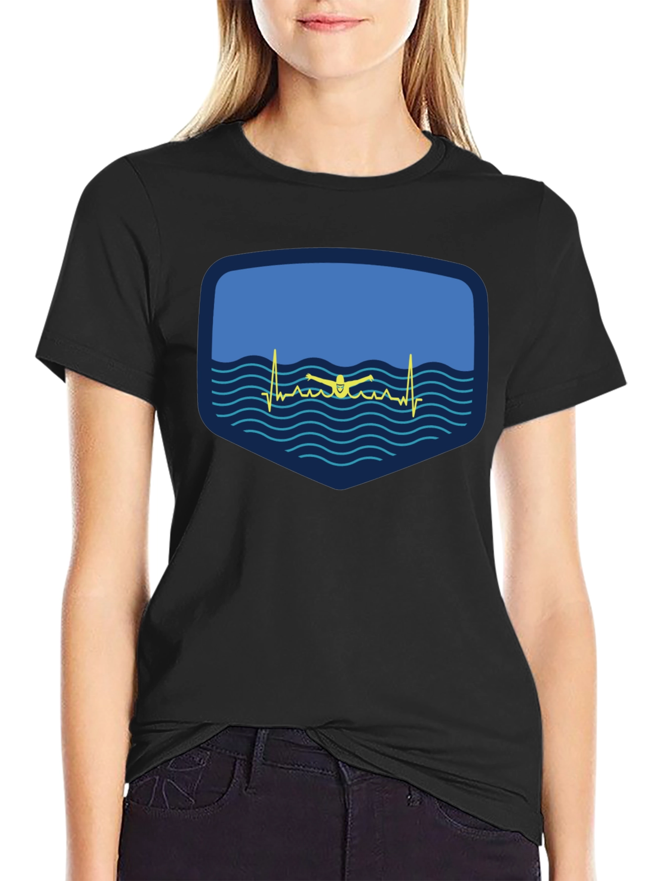 Swimming Heartbeat T-Shirt - Passionate Swimmer Design