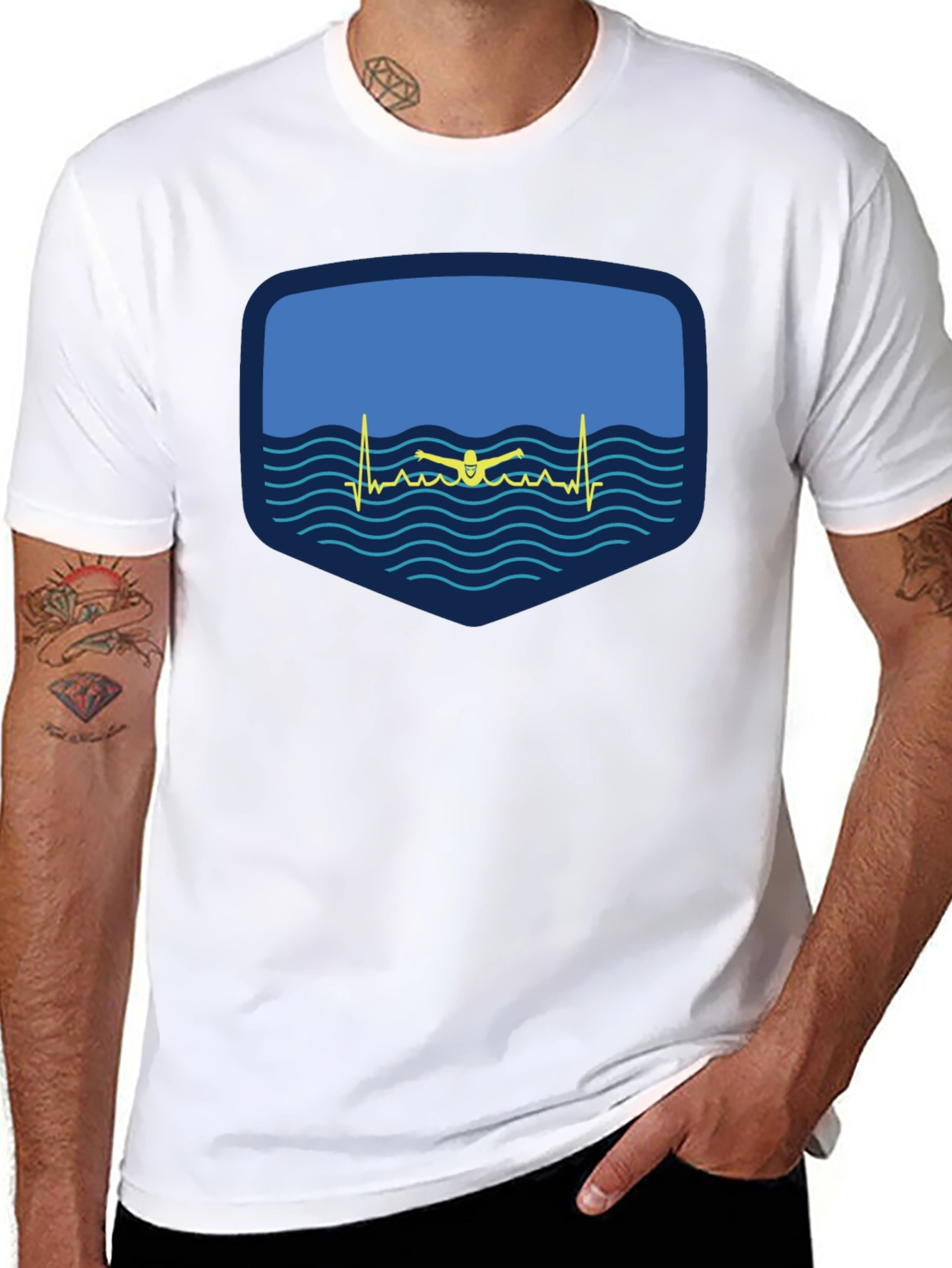 Swimming Heartbeat T-Shirt - Passionate Swimmer Design