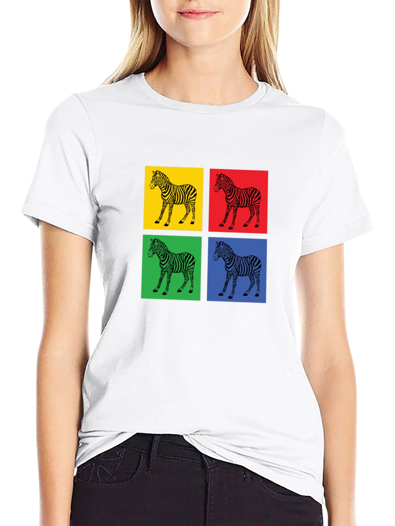 Pop Art Zebra Graphic Tee - Black T-Shirt