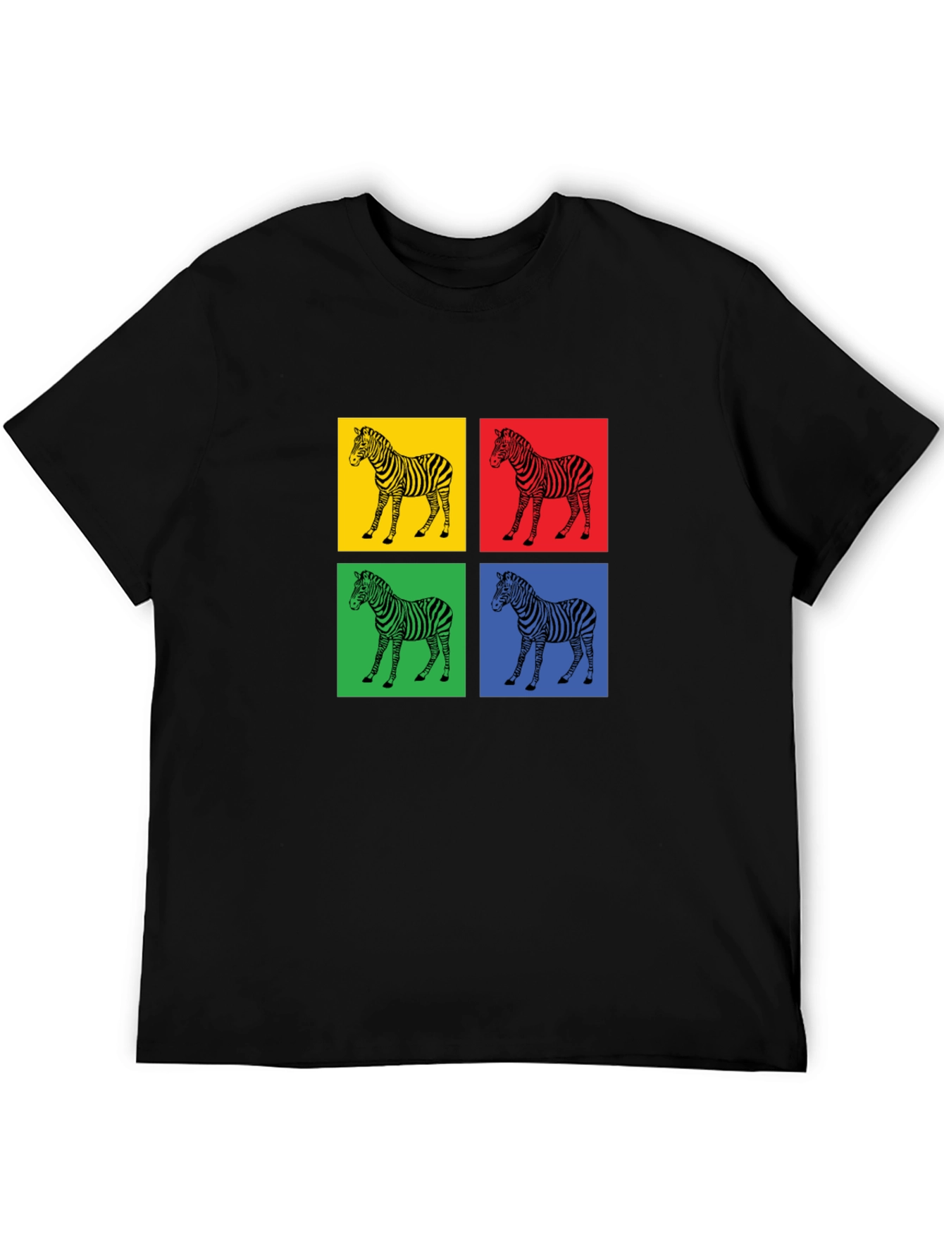 Pop Art Zebra Graphic Tee - Black T-Shirt