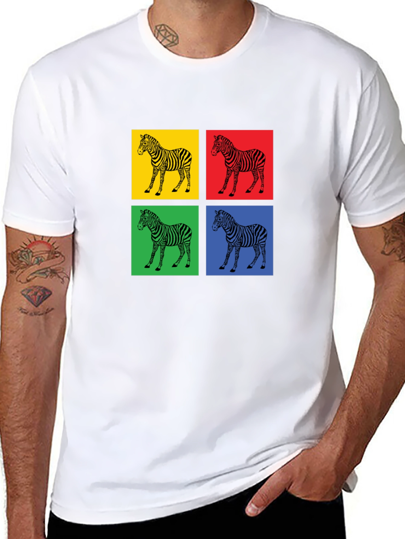 Pop Art Zebra Graphic Tee - Black T-Shirt