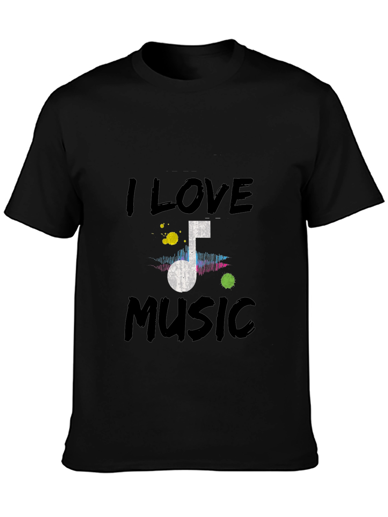 I Love Music Graphic Tee - Black