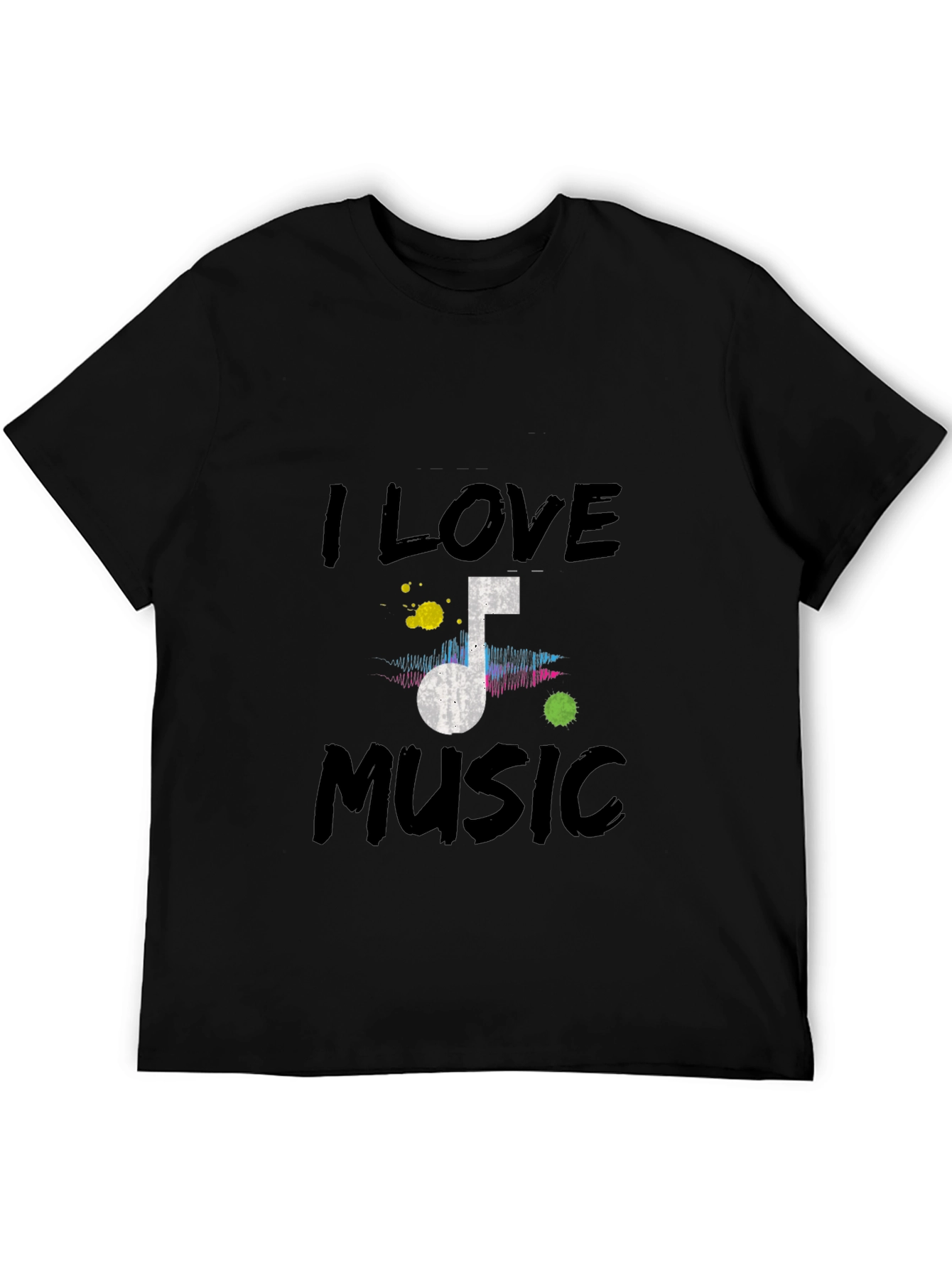 I Love Music Graphic Tee - Black