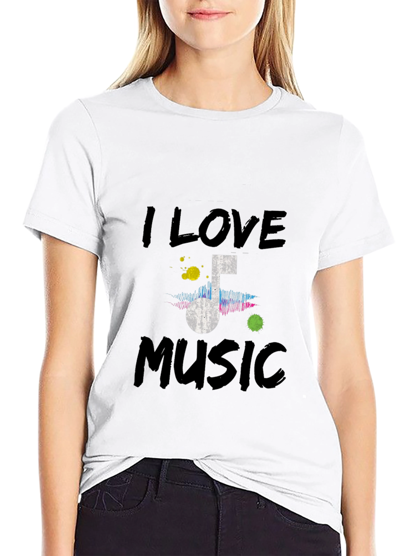 I Love Music Graphic Tee - Black