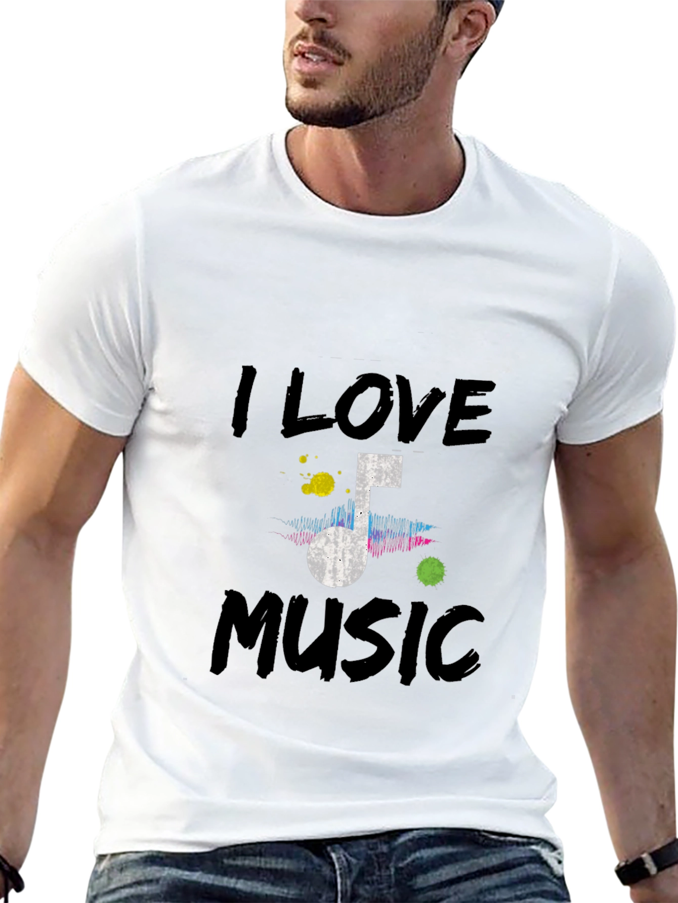 I Love Music Graphic Tee - Black