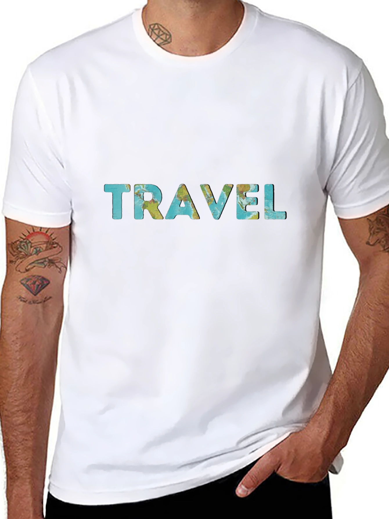 Travel Map T-Shirt - Stylish Black Tee