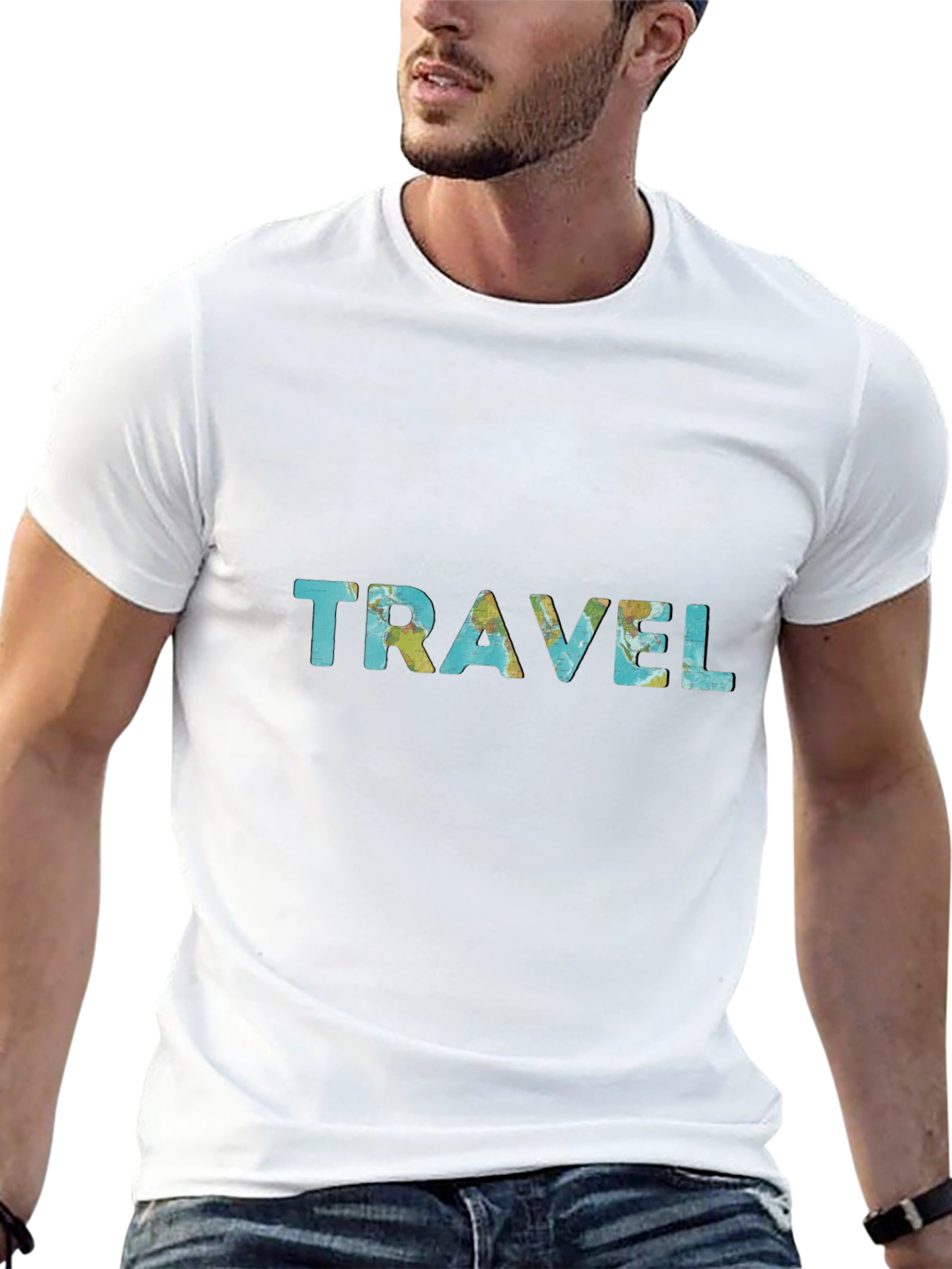 Travel Map T-Shirt - Stylish Black Tee
