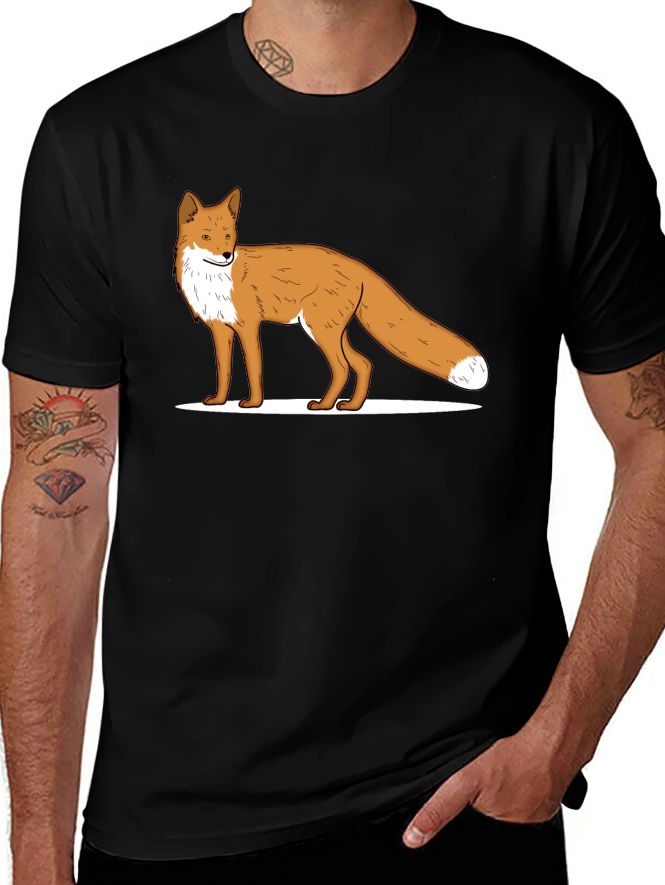 Fox Graphic Black T-Shirt - Stylish Casual Wear