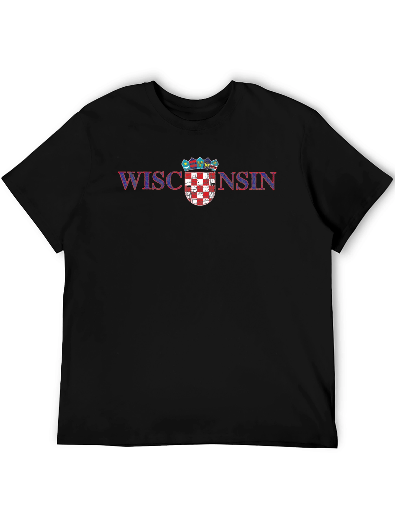 Wisconsin Graphic Tee - Mens Black Crewneck T-Shirt