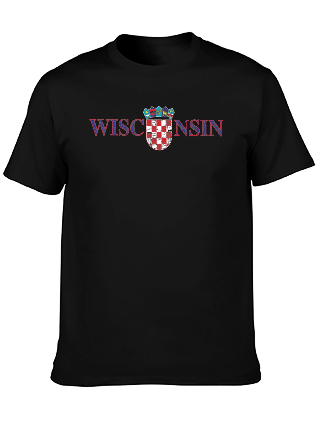 Wisconsin Graphic Tee - Mens Black Crewneck T-Shirt