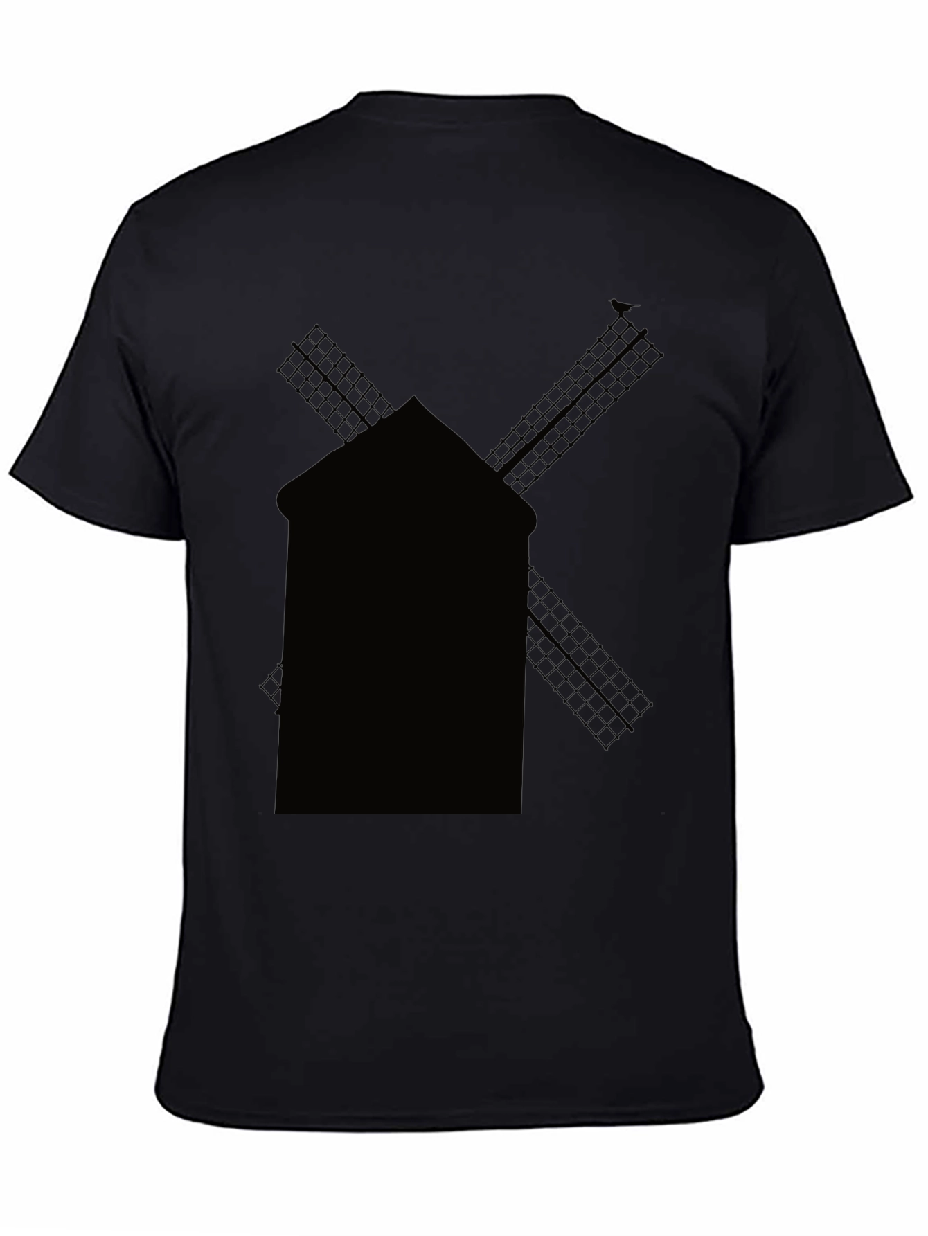 Black Windmill Graphic Tee - Casual Cotton Shirt
